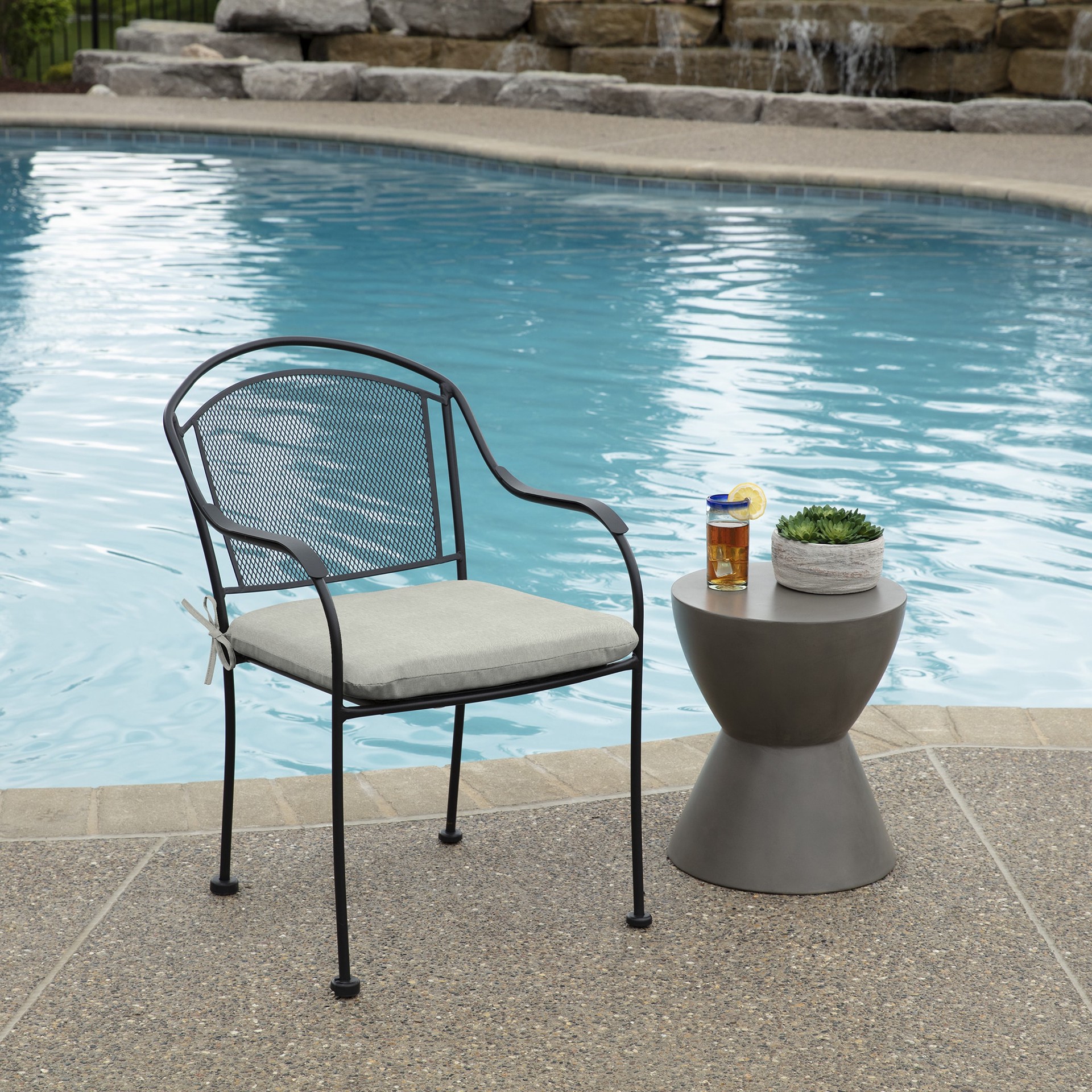 slide 6 of 6, Origin 21 18-in x 19-in Gray Solid Patio chair cushion, 1 ct