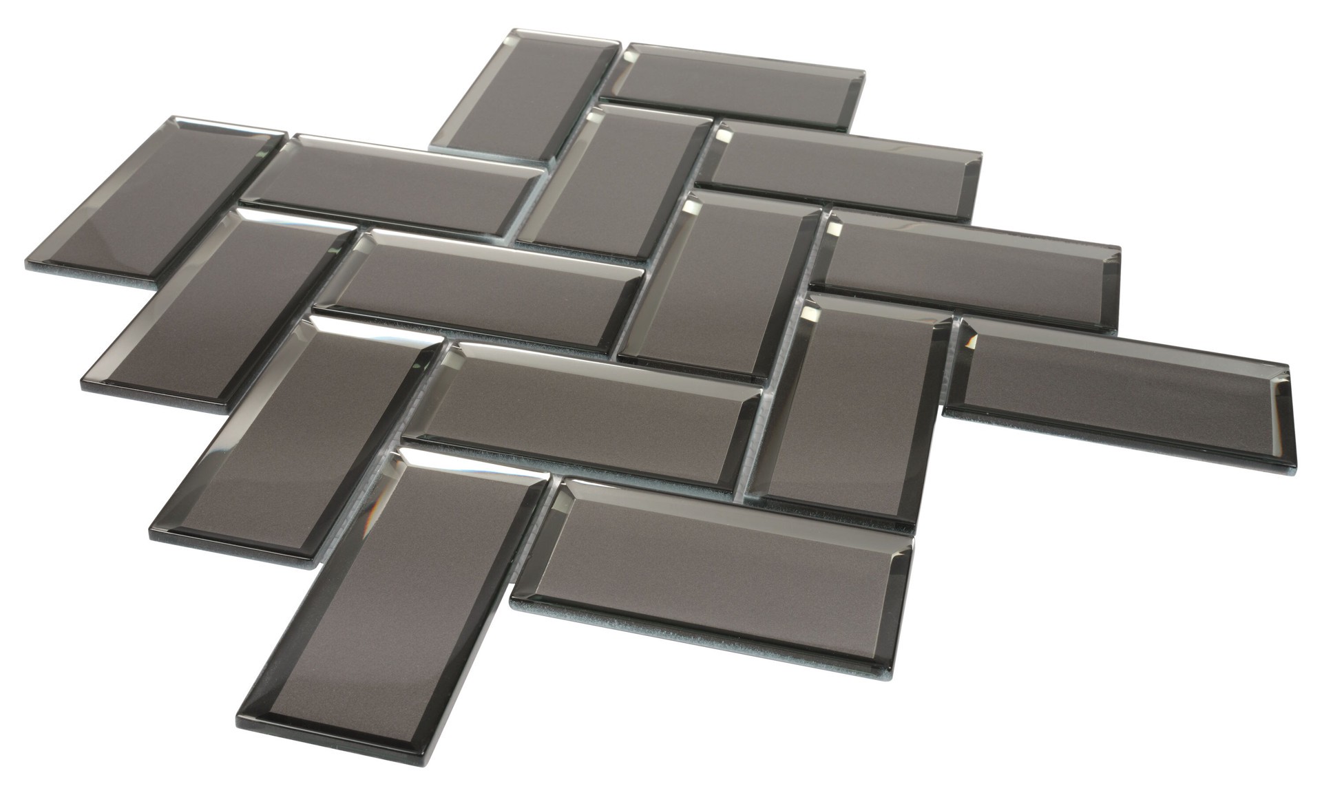 slide 4 of 6, Satori Skylight Champagne 11-in x 11-in Mirrored Glass Herringbone Mosaic Wall Tile ( 0.86-sq ft Piece ), 1 ct
