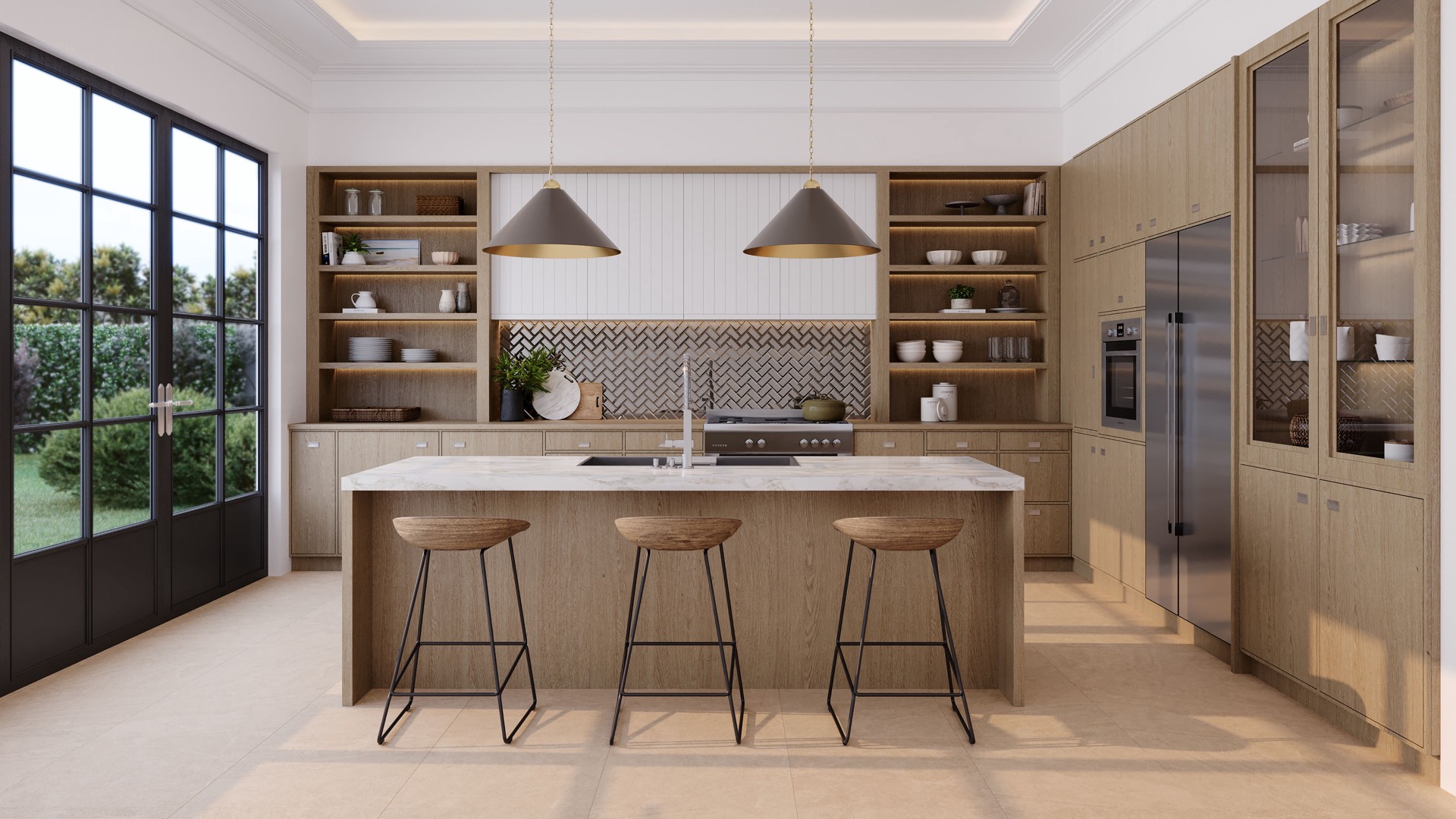 slide 5 of 6, Satori Skylight Champagne 11-in x 11-in Mirrored Glass Herringbone Mosaic Wall Tile ( 0.86-sq ft Piece ), 1 ct