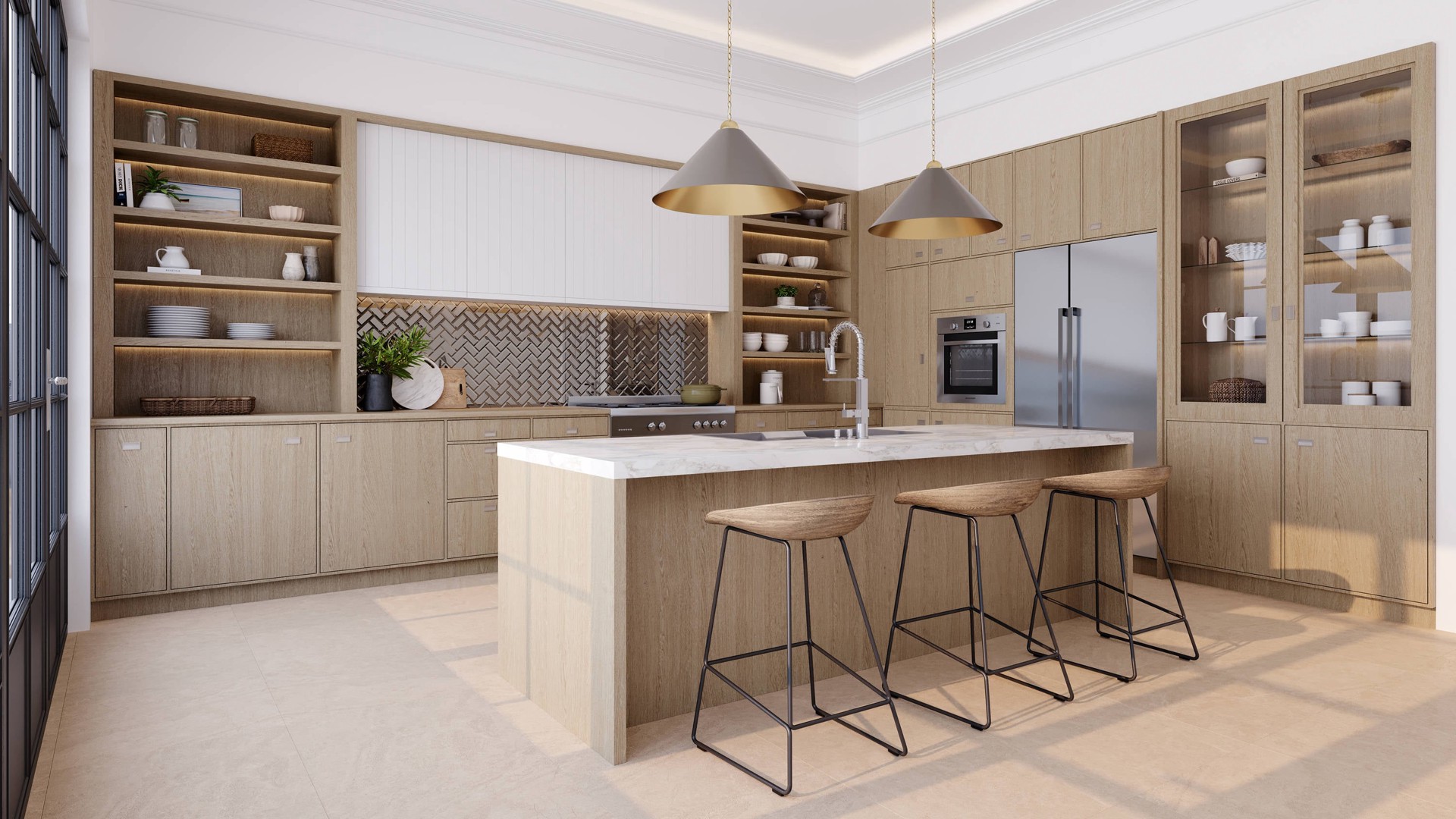 slide 6 of 6, Satori Skylight Champagne 11-in x 11-in Mirrored Glass Herringbone Mosaic Wall Tile ( 0.86-sq ft Piece ), 1 ct