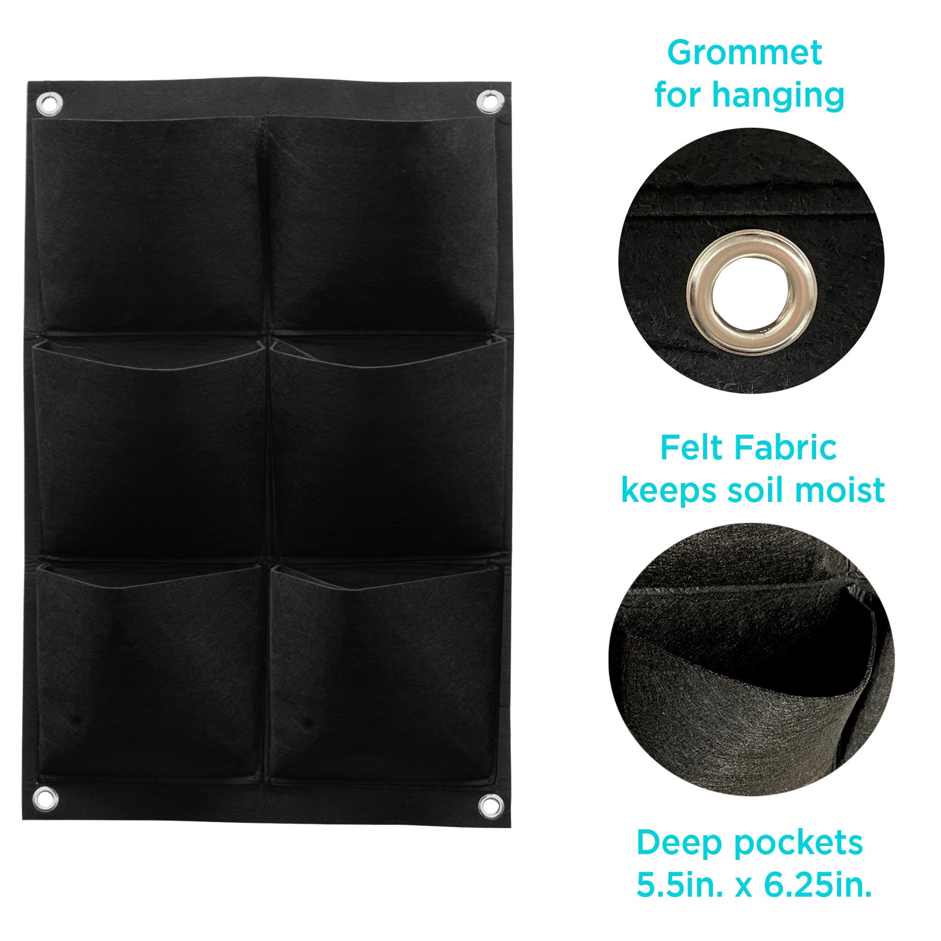 slide 4 of 6, Style Selections Rectangle 2.5-in W x 13-in H x 2.5-in D Black Fabric Contemporary/Modern Outdoor Wall planter, 1 ct