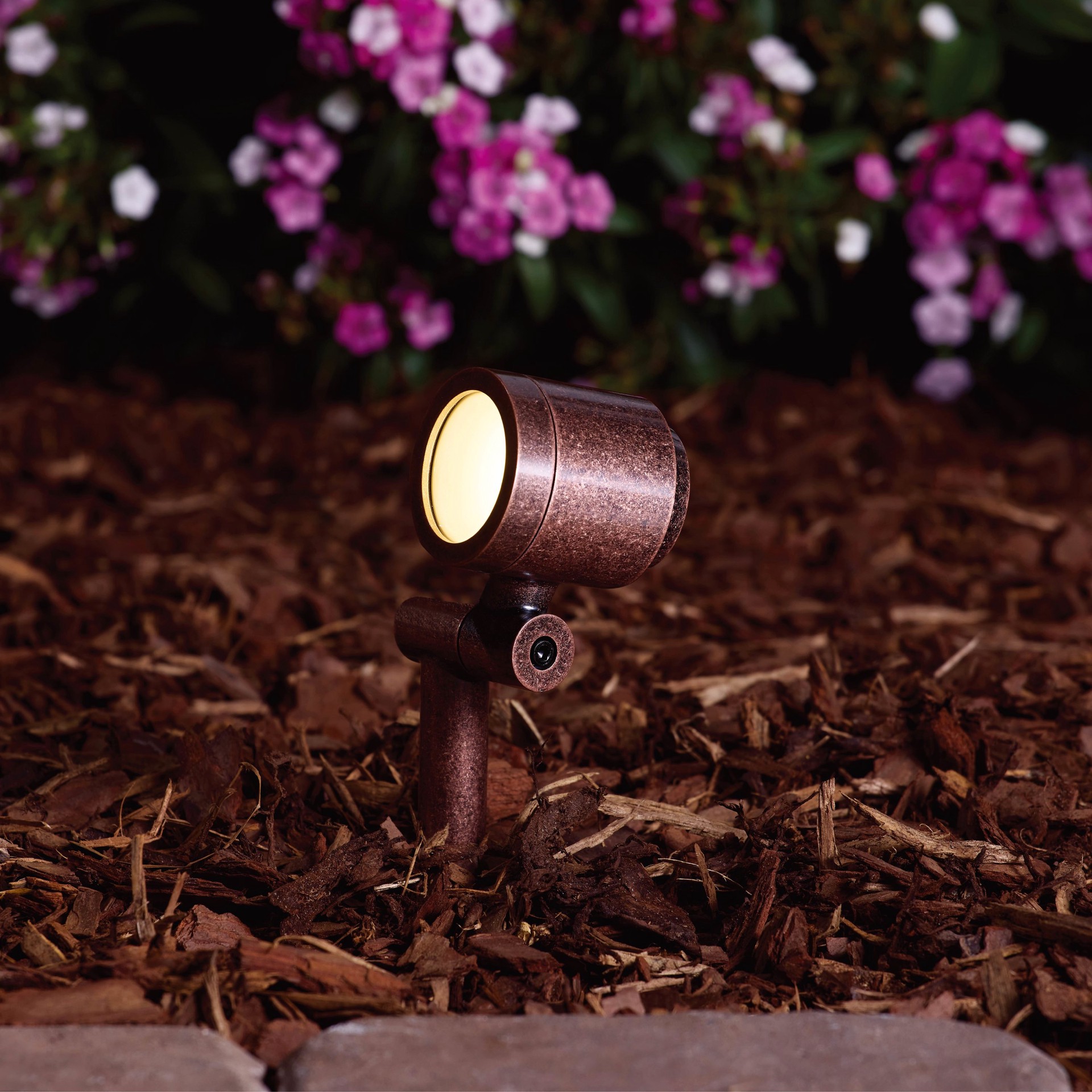 slide 3 of 6, Harbor Breeze 200 -Lumens 3.5 -Watt Copper Low voltage Warm White Plug-in LED Flood light, 1 ct