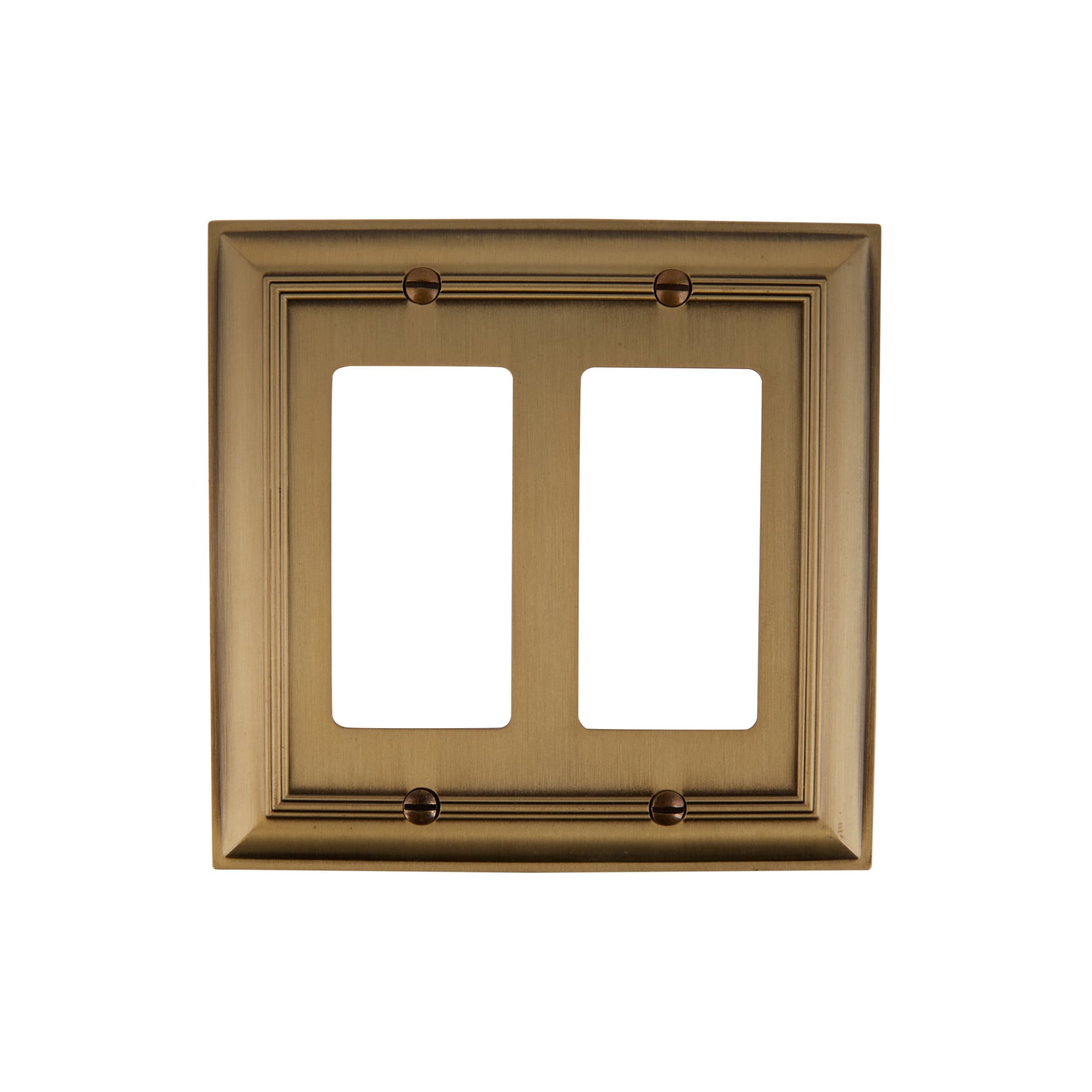 slide 3 of 5, allen + roth Cosgrove 2 -Gang Aged brass Zinc Indoor Decorator Wall Plate, 1 ct