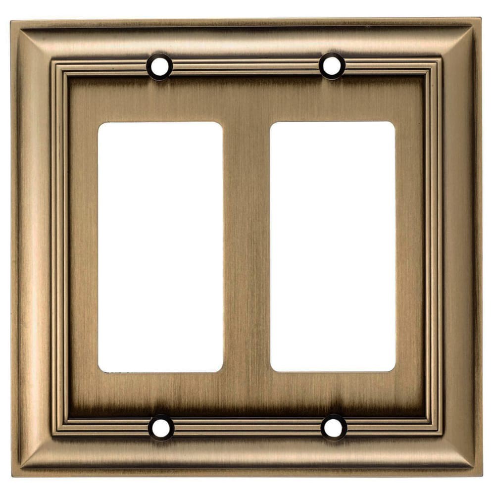 slide 1 of 5, allen + roth Cosgrove 2 -Gang Aged brass Zinc Indoor Decorator Wall Plate, 1 ct