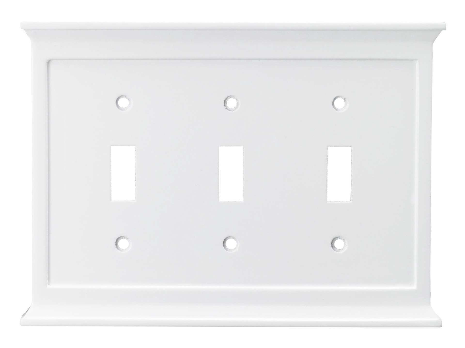 slide 1 of 2, allen + roth 3 -Gang White Wood Indoor Toggle Wall Plate, 1 ct