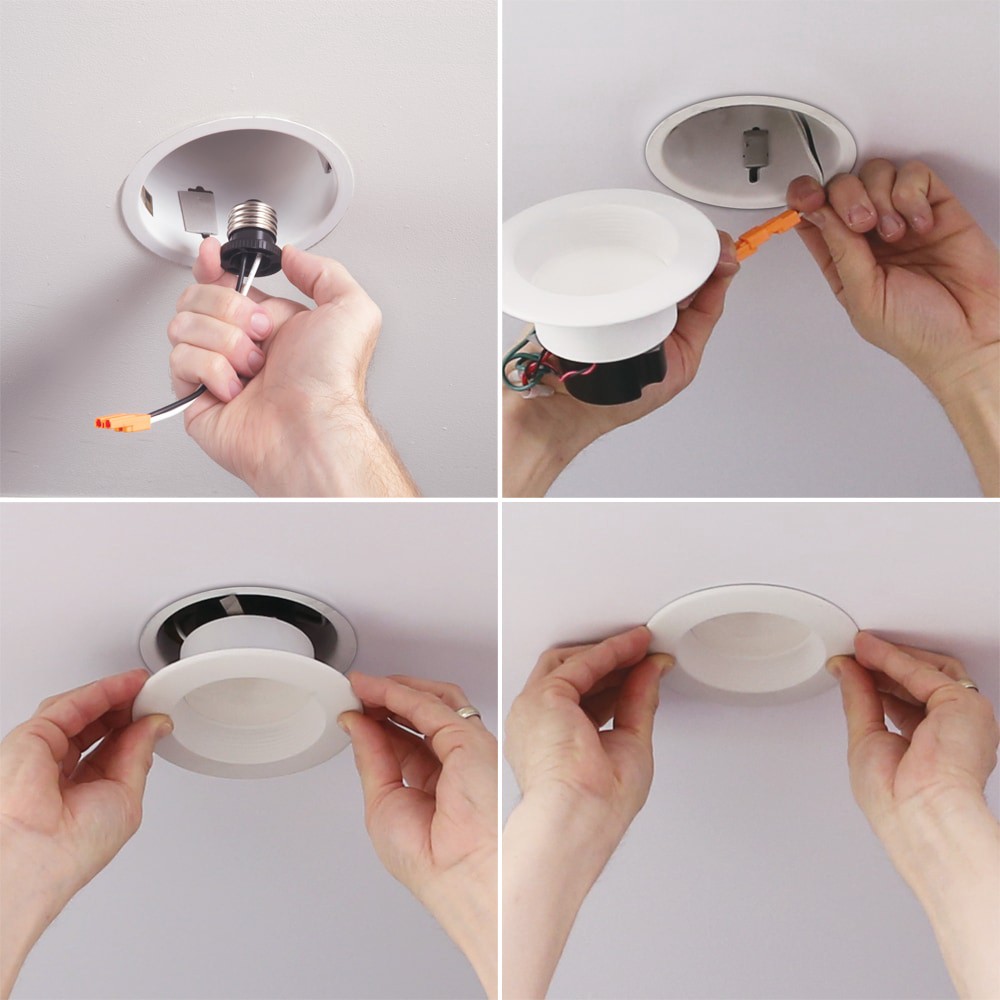 slide 2 of 6, HALO Matte White 4-in 630 -Lumens Switchable white Round Dimmable LED Canless Wet rated Recessed Downlight, 1 ct