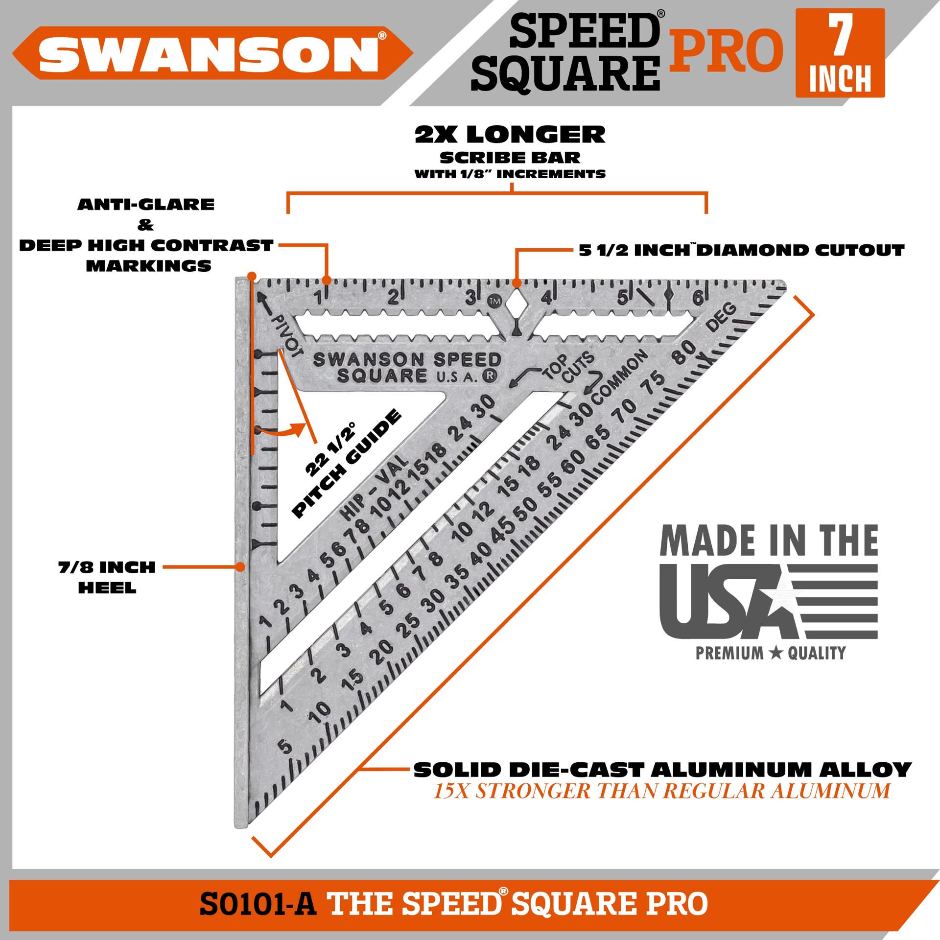 slide 2 of 6, Swanson Tool Company Aluminum Rafter/Speed square, 1 ct