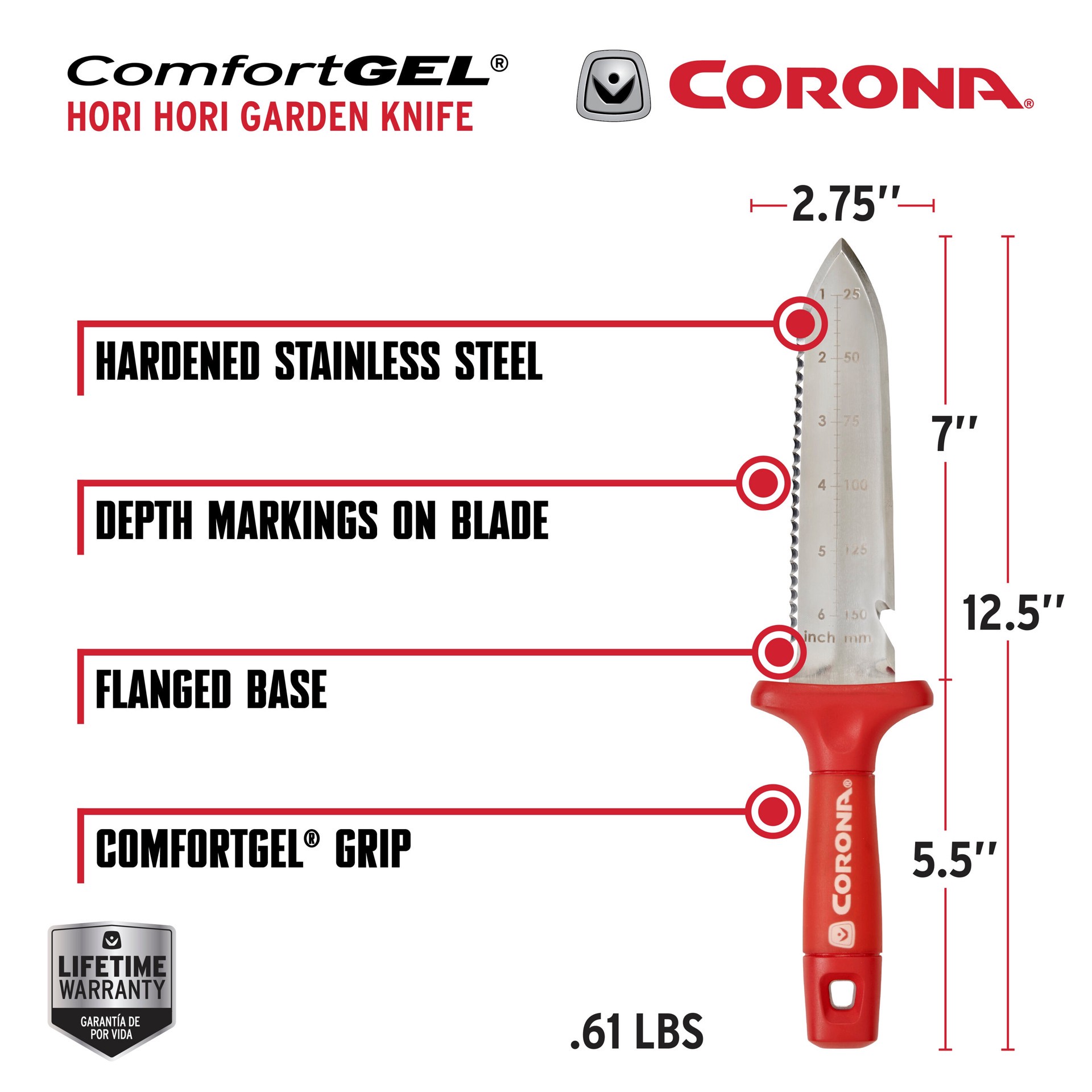 slide 2 of 6, Corona 8-in Stainless steel Multipurpose garden hand tool, 1 ct