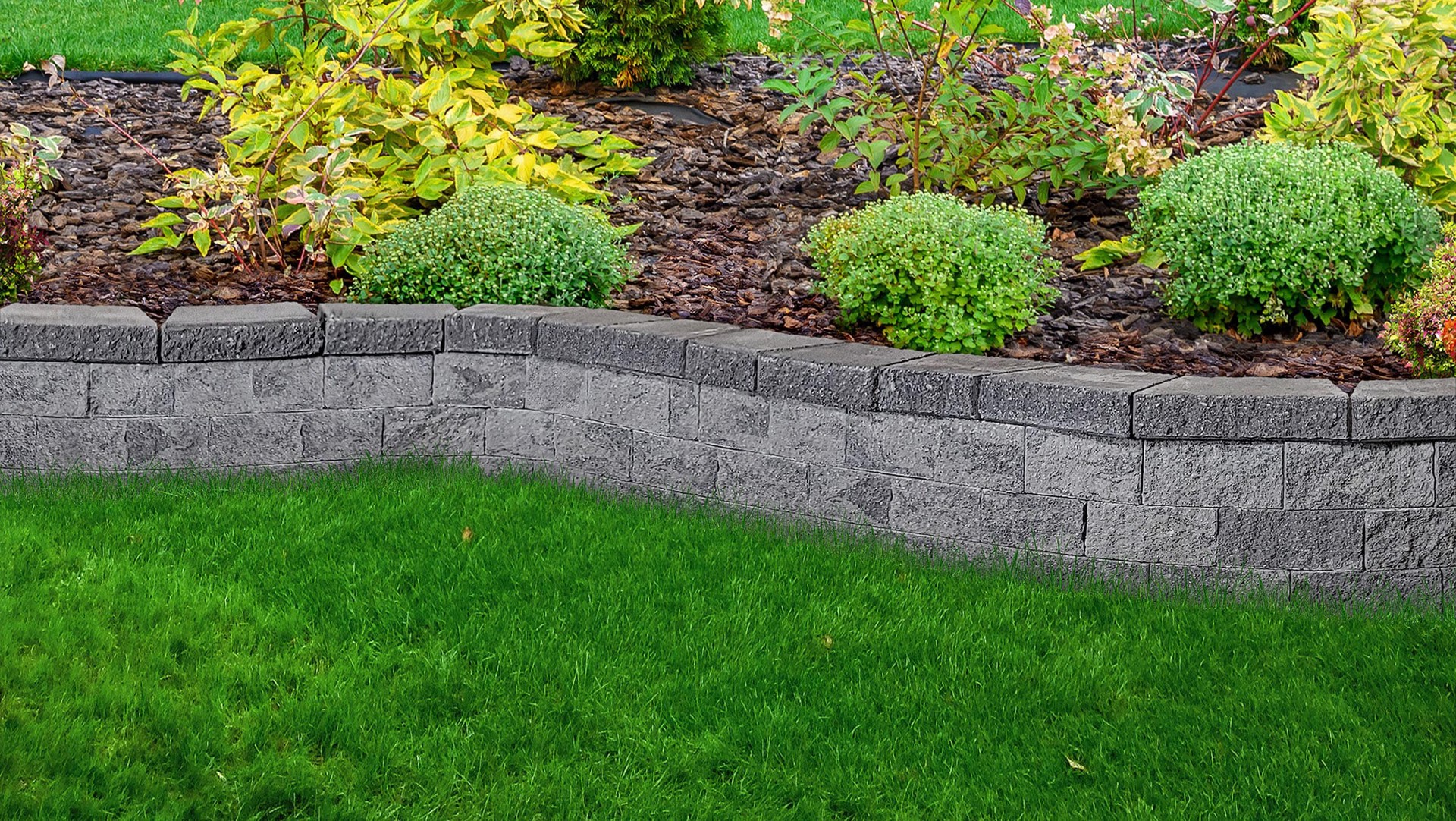 slide 3 of 6, 4-in H x 8-in L x 5.5-in D Gray/Charcoal Concrete Retaining wall block, 1 ct