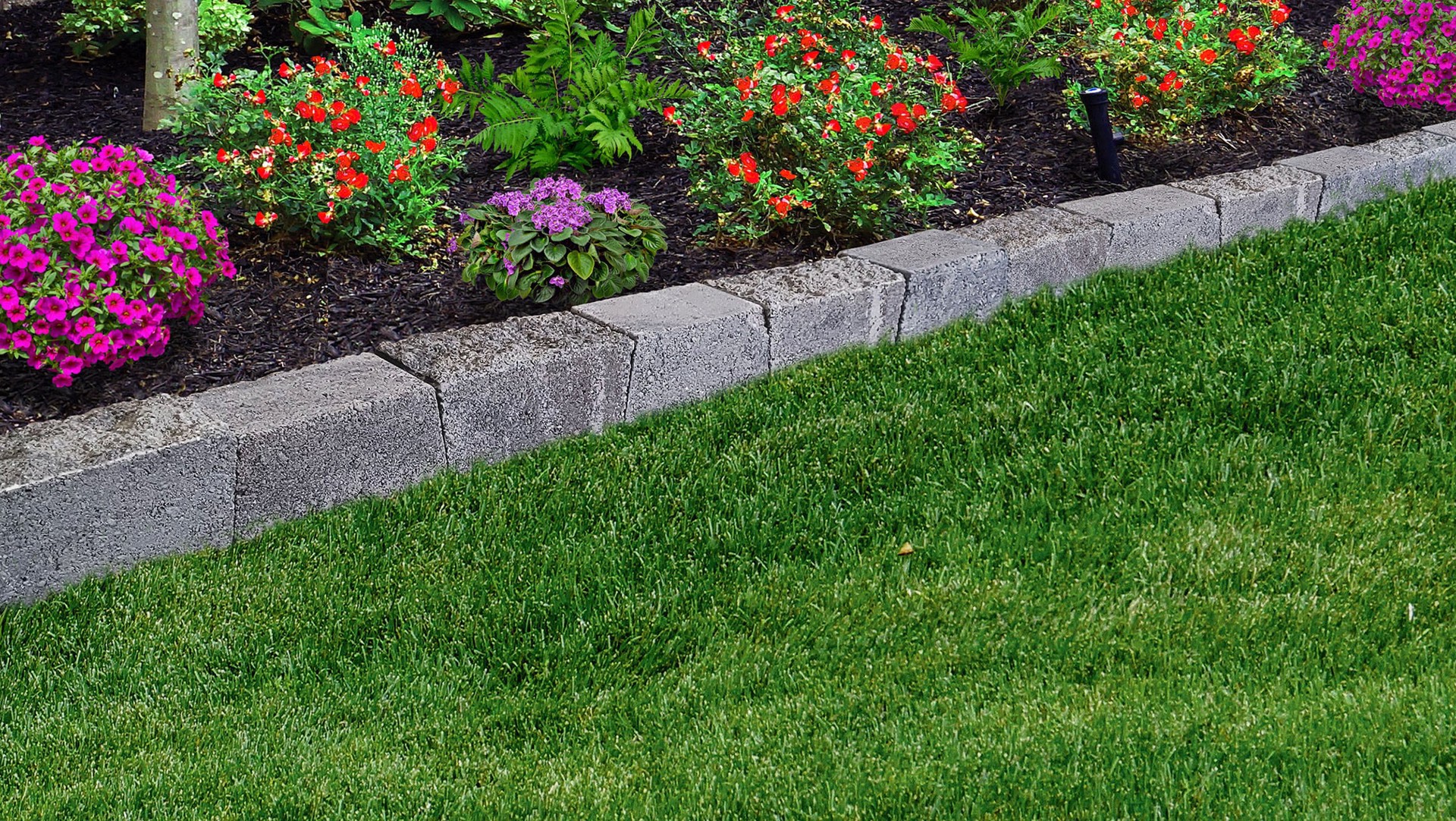 slide 5 of 6, 4-in H x 8-in L x 5.5-in D Gray/Charcoal Concrete Retaining wall block, 1 ct