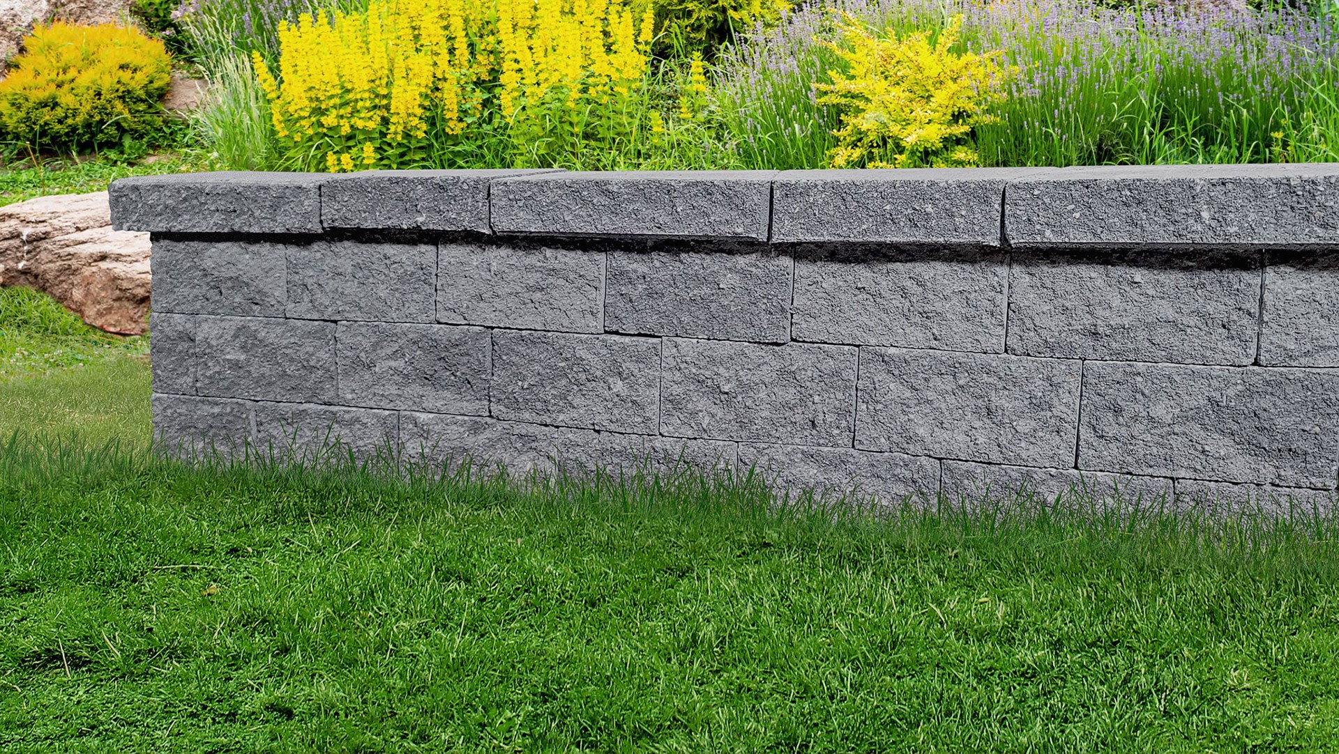 slide 6 of 6, 4-in H x 8-in L x 5.5-in D Gray/Charcoal Concrete Retaining wall block, 1 ct