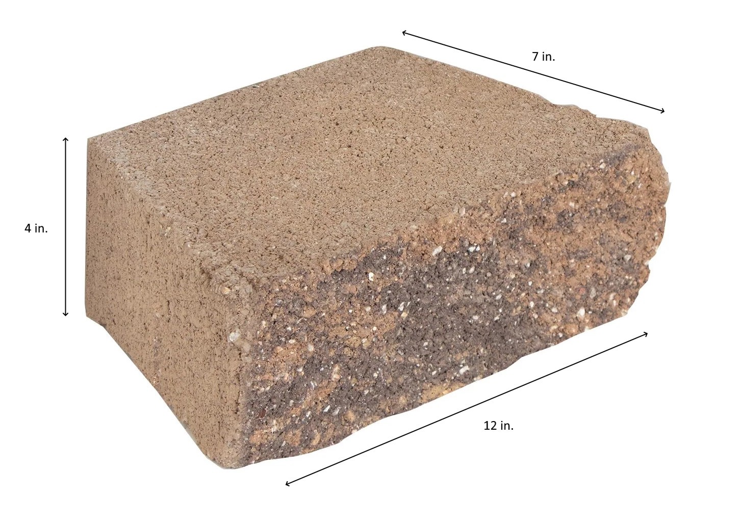 slide 2 of 5, ORCO 4-in H x 12-in L x 7-in D Tuscany Concrete Retaining wall block, 1 ct