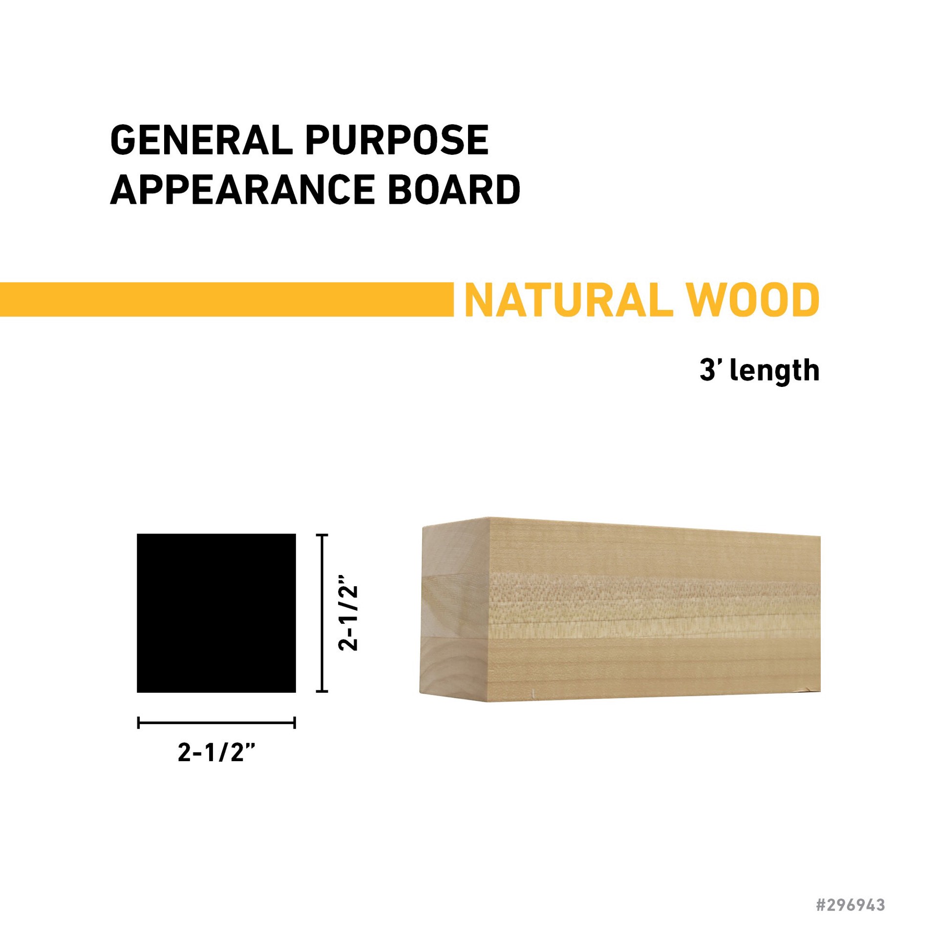 slide 3 of 6, RELIABILT 3-in x 3-in x 3-ft Unfinished S4S Poplar Common Hardwood Board, 1 ct