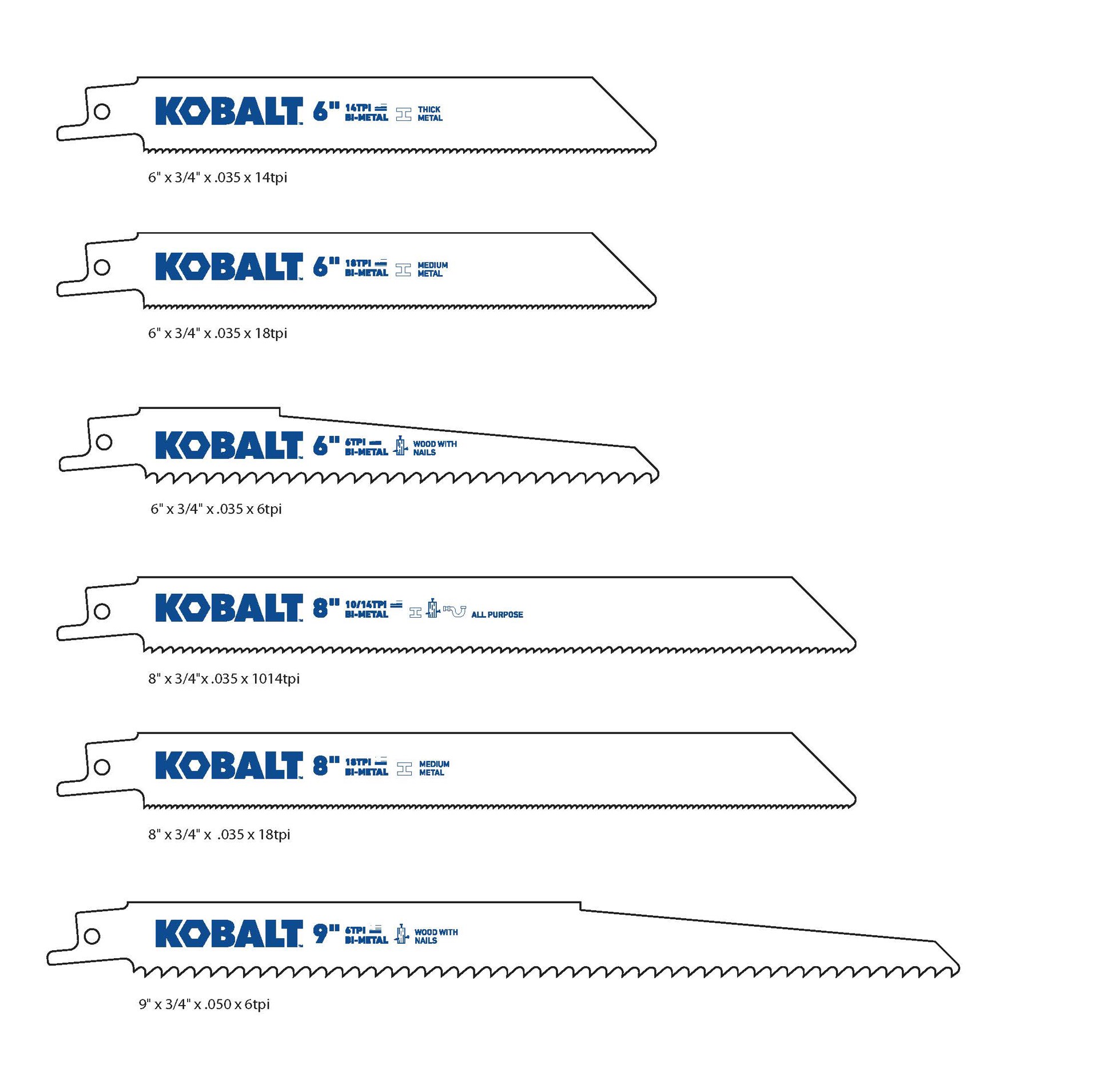 slide 2 of 6, Kobalt Bi-metal Wood/Metal cutting Demolition Reciprocating Saw Blade Set 12 -Pack, 1 ct