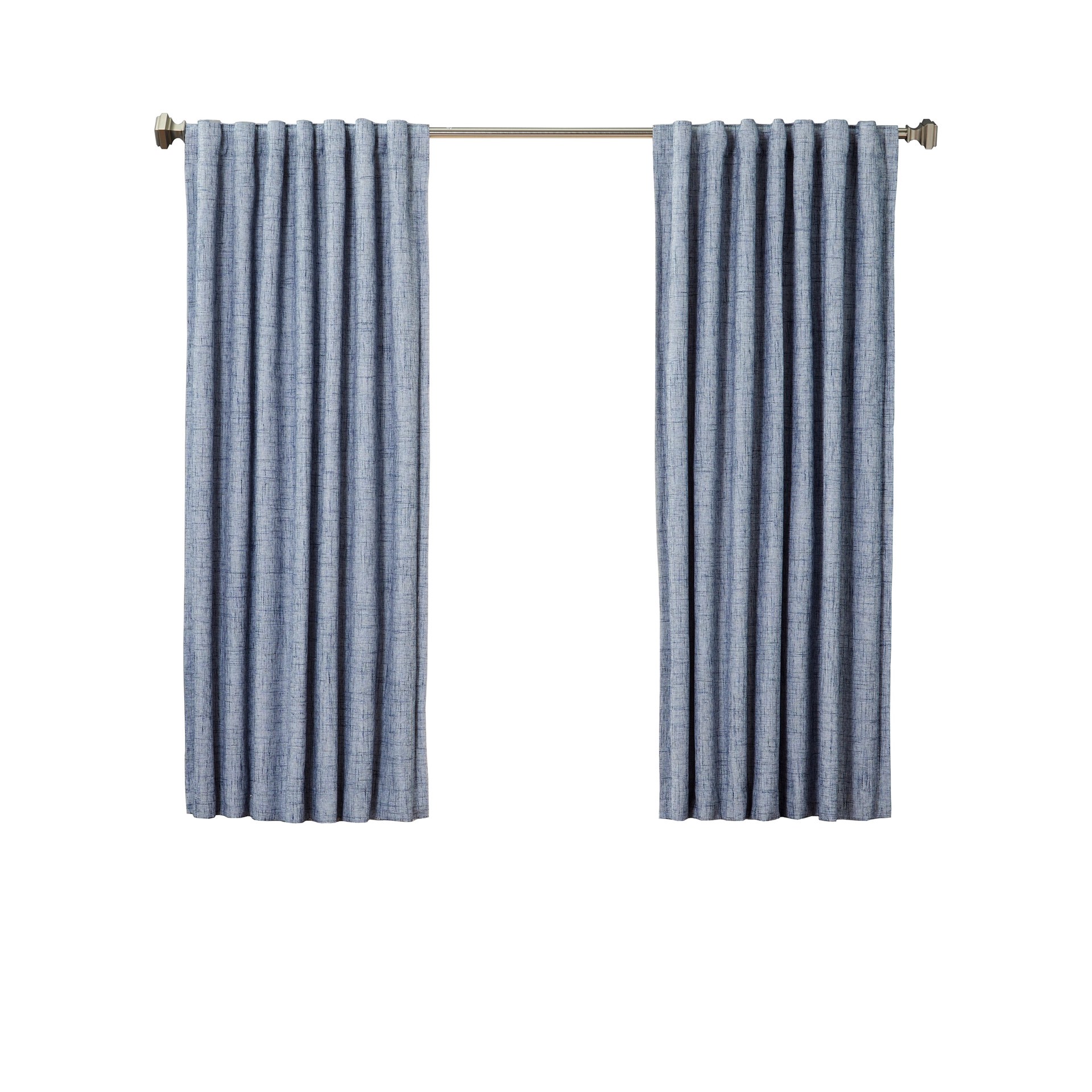 slide 1 of 6, Style Selections 63-in Navy Blackout Thermal lined Back tab Single curtain panel, 1 ct