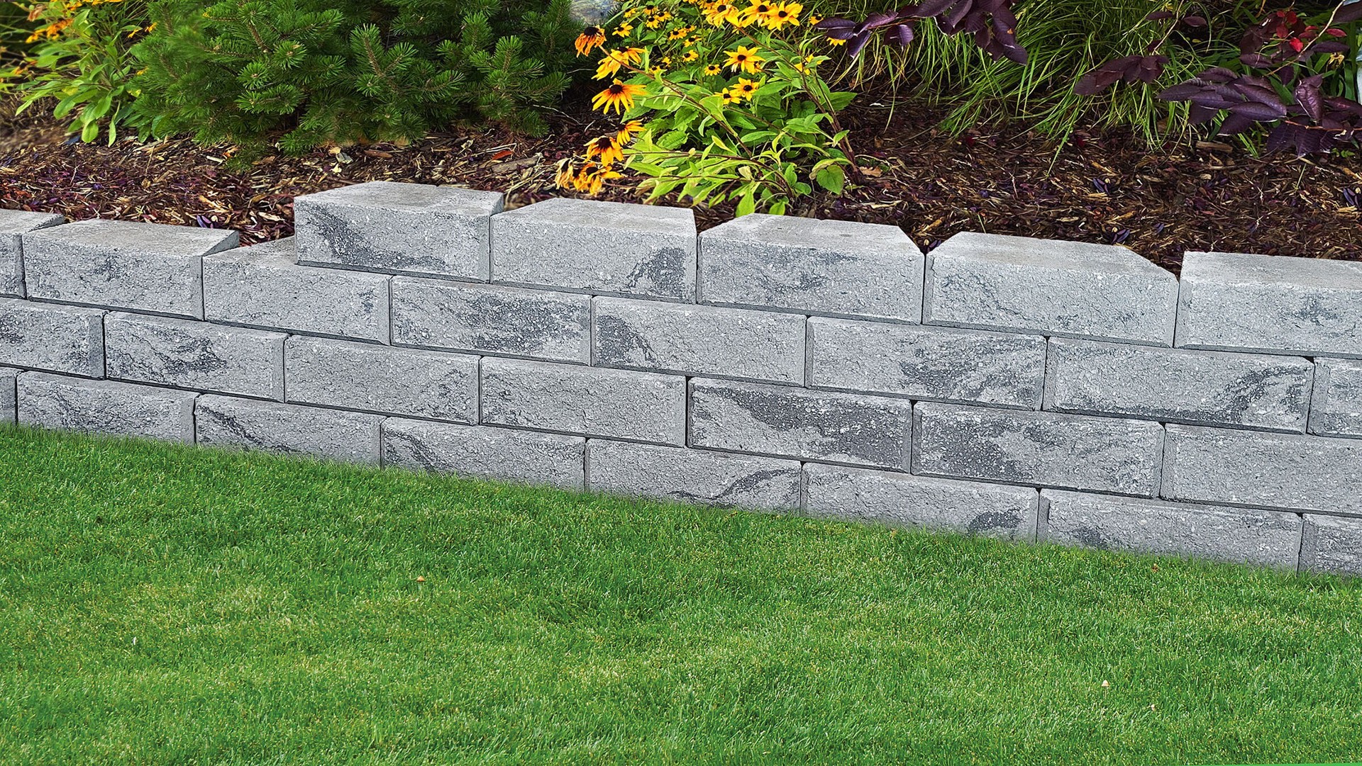 slide 3 of 6, 4-in H x 12-in L x 7-in D Gray/Charcoal Concrete Retaining wall block, 1 ct