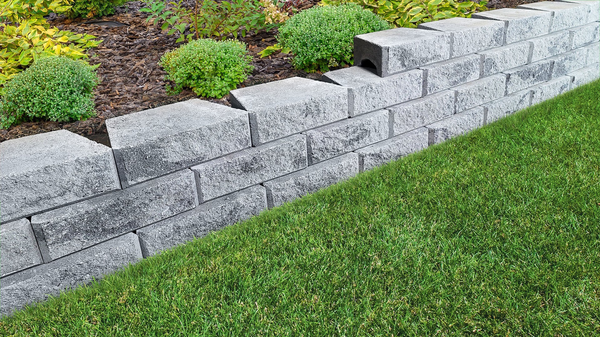 slide 4 of 6, 4-in H x 12-in L x 7-in D Gray/Charcoal Concrete Retaining wall block, 1 ct