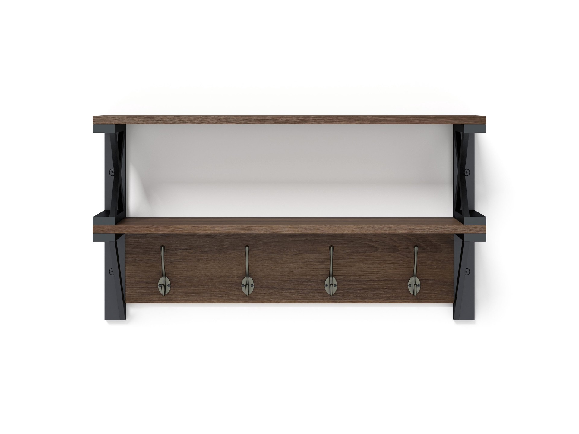 slide 3 of 6, allen + roth 8-in D x 28-in L Brown Laminate Rectangular Floating shelf, 1 ct
