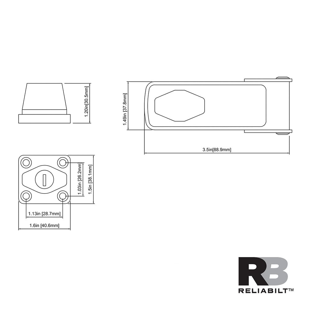 slide 3 of 6, RELIABILT 3-1/2-in Black Keyed hasps, 1 ct