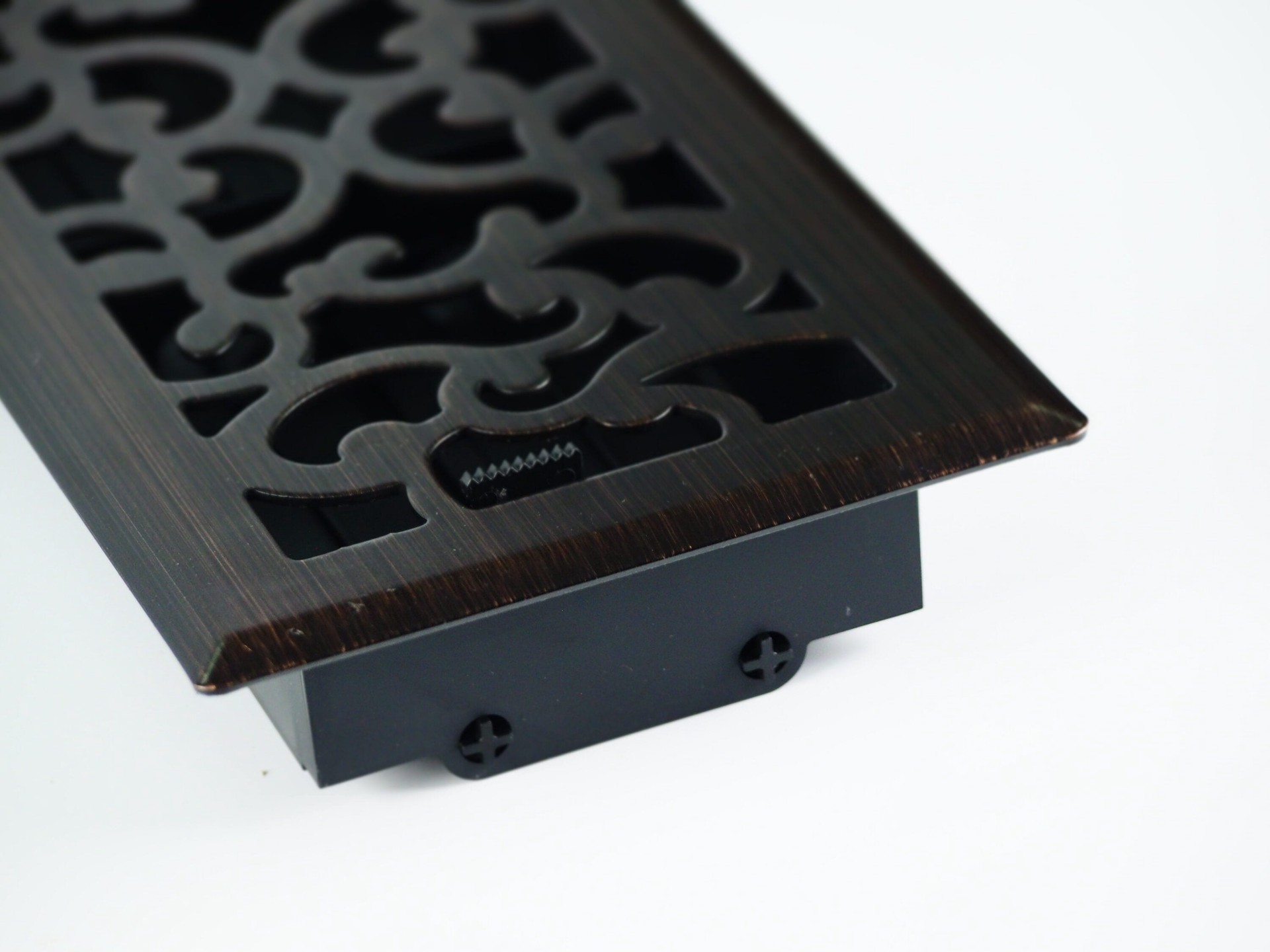 slide 6 of 6, allen + roth 4-in x 14-in Maximum airflow Steel Oil-Rubbed Bronze Savannah Design Floor Register, 1 ct
