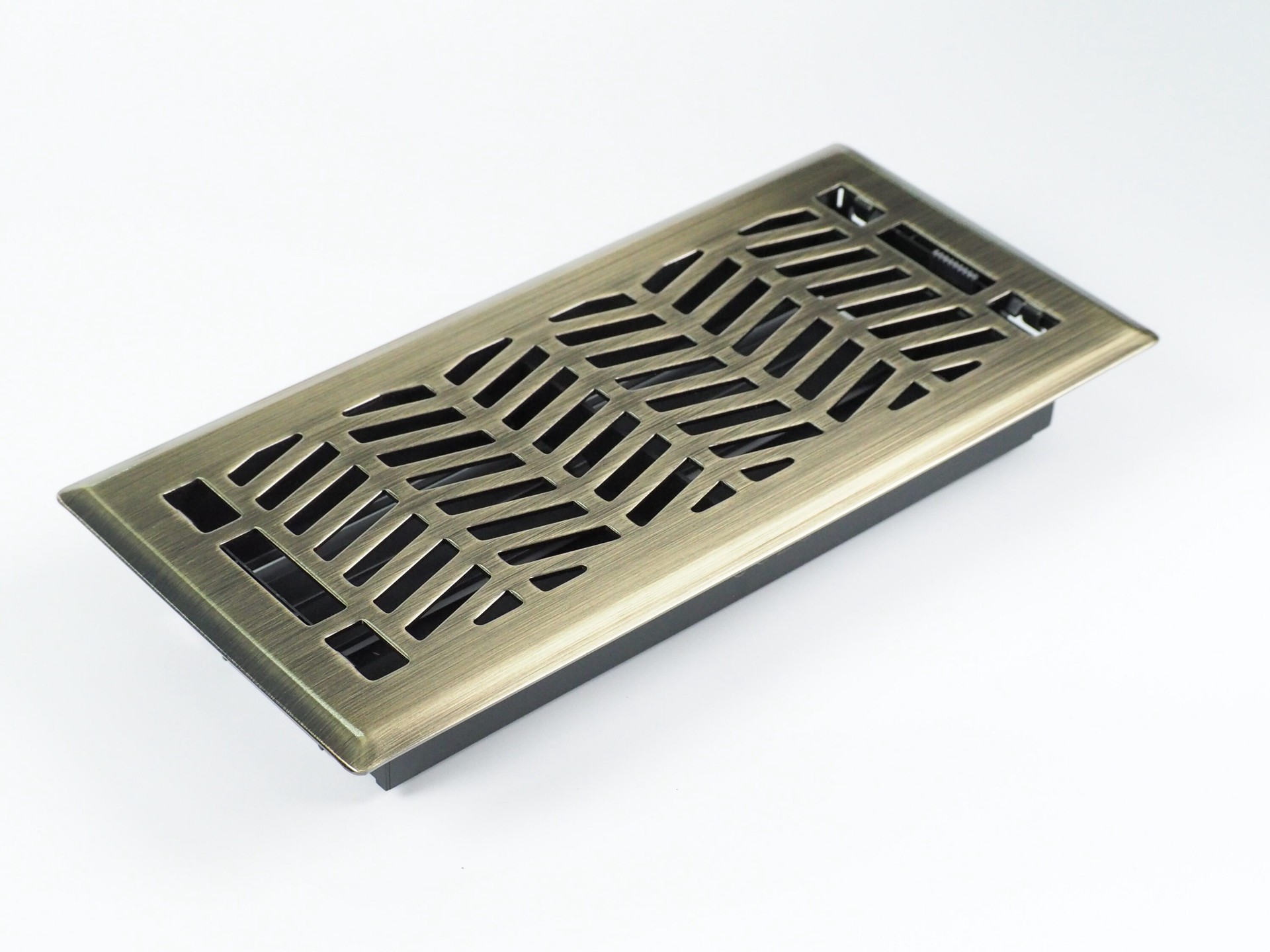 slide 2 of 6, allen + roth 4-in x 12-in Maximum airflow Steel Antique Brass Clifton Design Floor Register, 1 ct