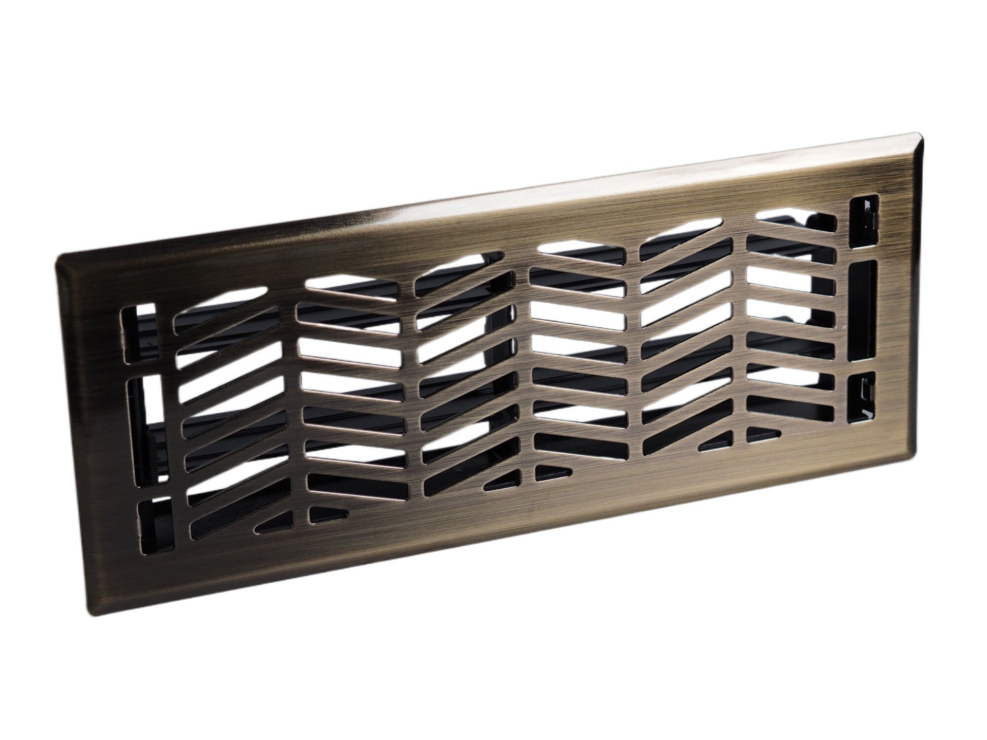 slide 3 of 6, allen + roth 4-in x 12-in Maximum airflow Steel Antique Brass Clifton Design Floor Register, 1 ct