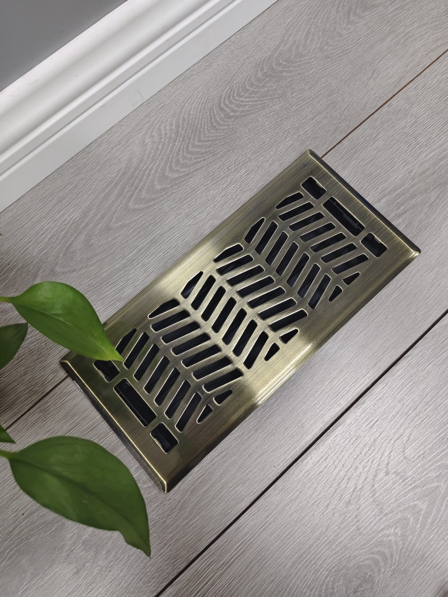 slide 6 of 6, allen + roth 4-in x 12-in Maximum airflow Steel Antique Brass Clifton Design Floor Register, 1 ct