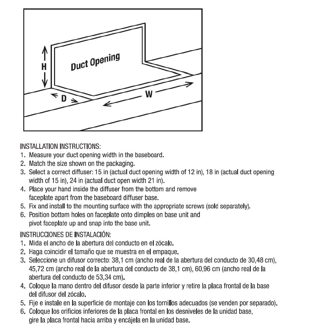 slide 6 of 6, allen + roth 2-1/2-in x 12-in Maximum airflow Steel White Madison Design Baseboard register ( Outside Width- 15-in ), 1 ct