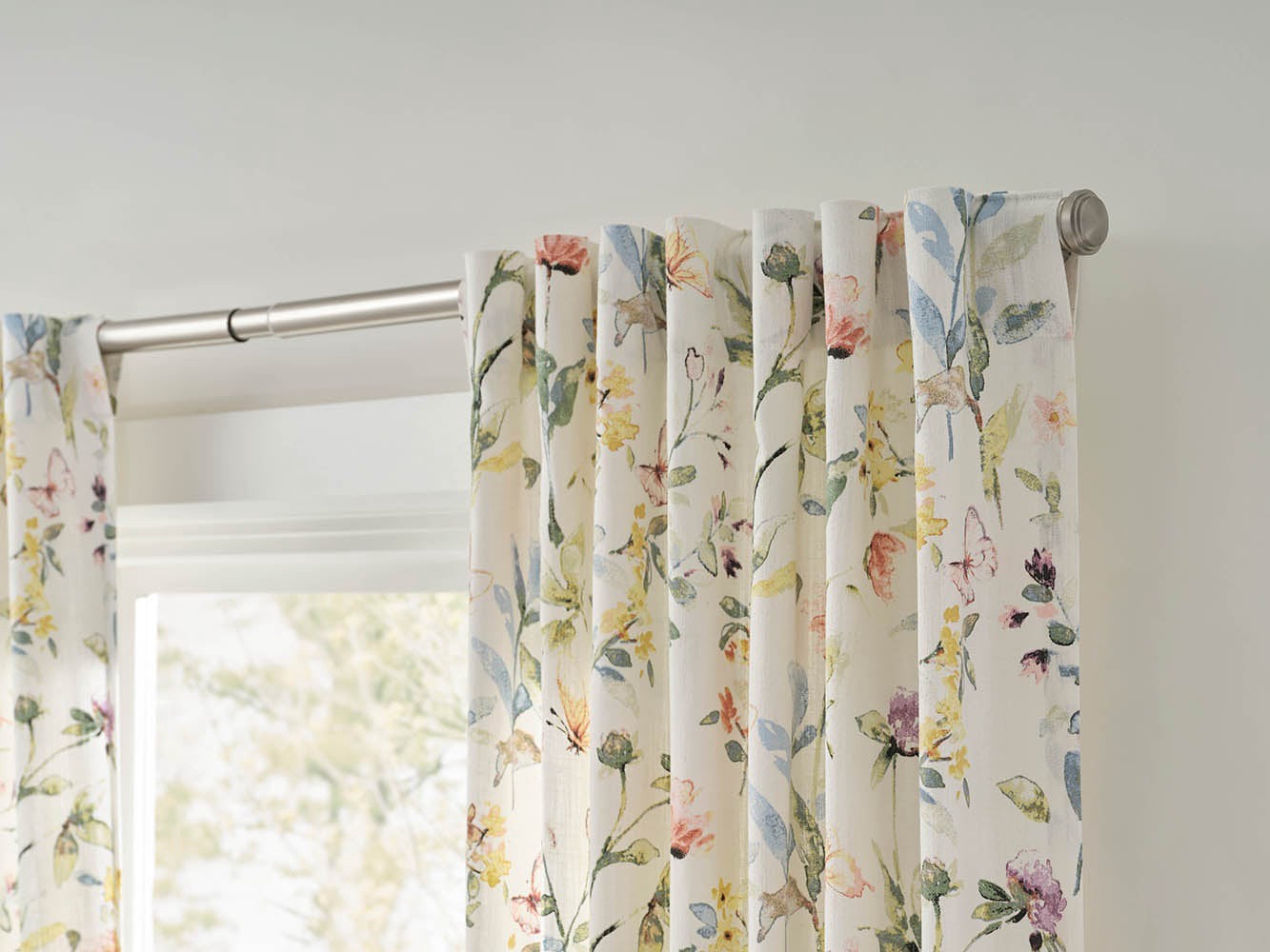 slide 5 of 6, allen + roth 84-in Floral Print Floral Light filtering Back tab Single curtain panel, 1 ct