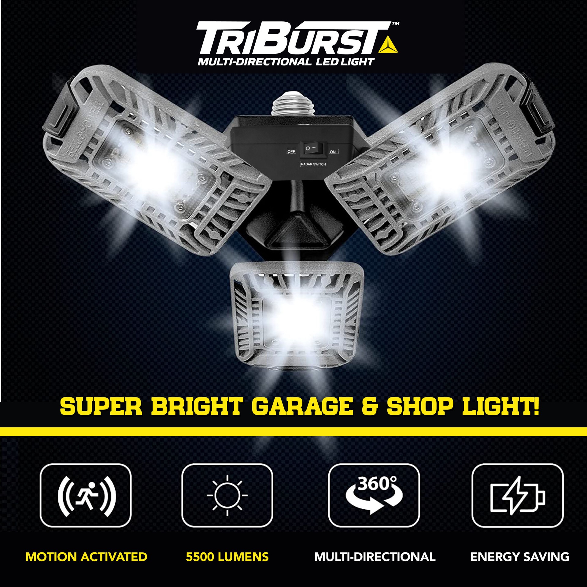 slide 2 of 6, BELL + HOWELL Triburst 3 -Light 7.08-in Aluminum Semi Flush Mount Light, 1 ct