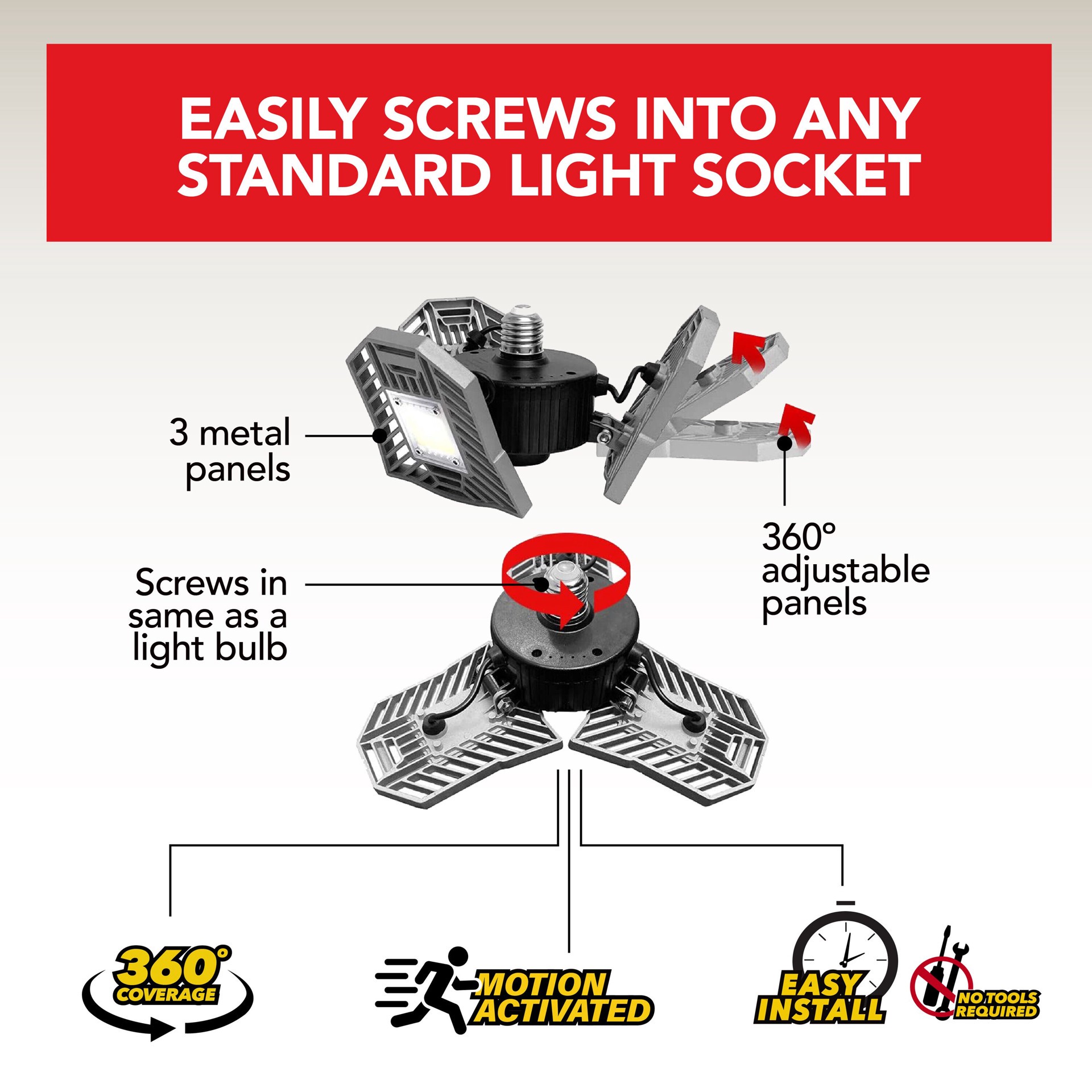 slide 5 of 6, BELL + HOWELL Triburst 3 -Light 7.08-in Aluminum Semi Flush Mount Light, 1 ct