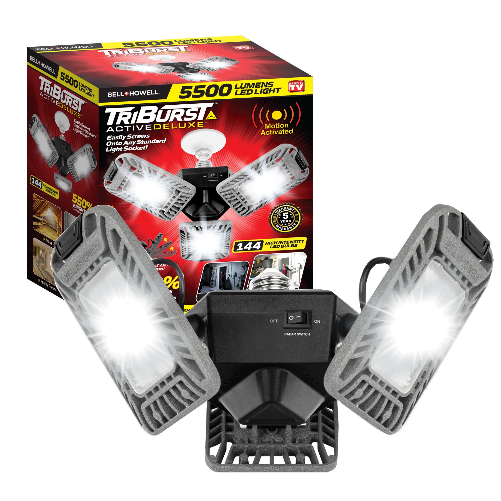 slide 1 of 6, BELL + HOWELL Triburst 3 -Light 7.08-in Aluminum Semi Flush Mount Light, 1 ct