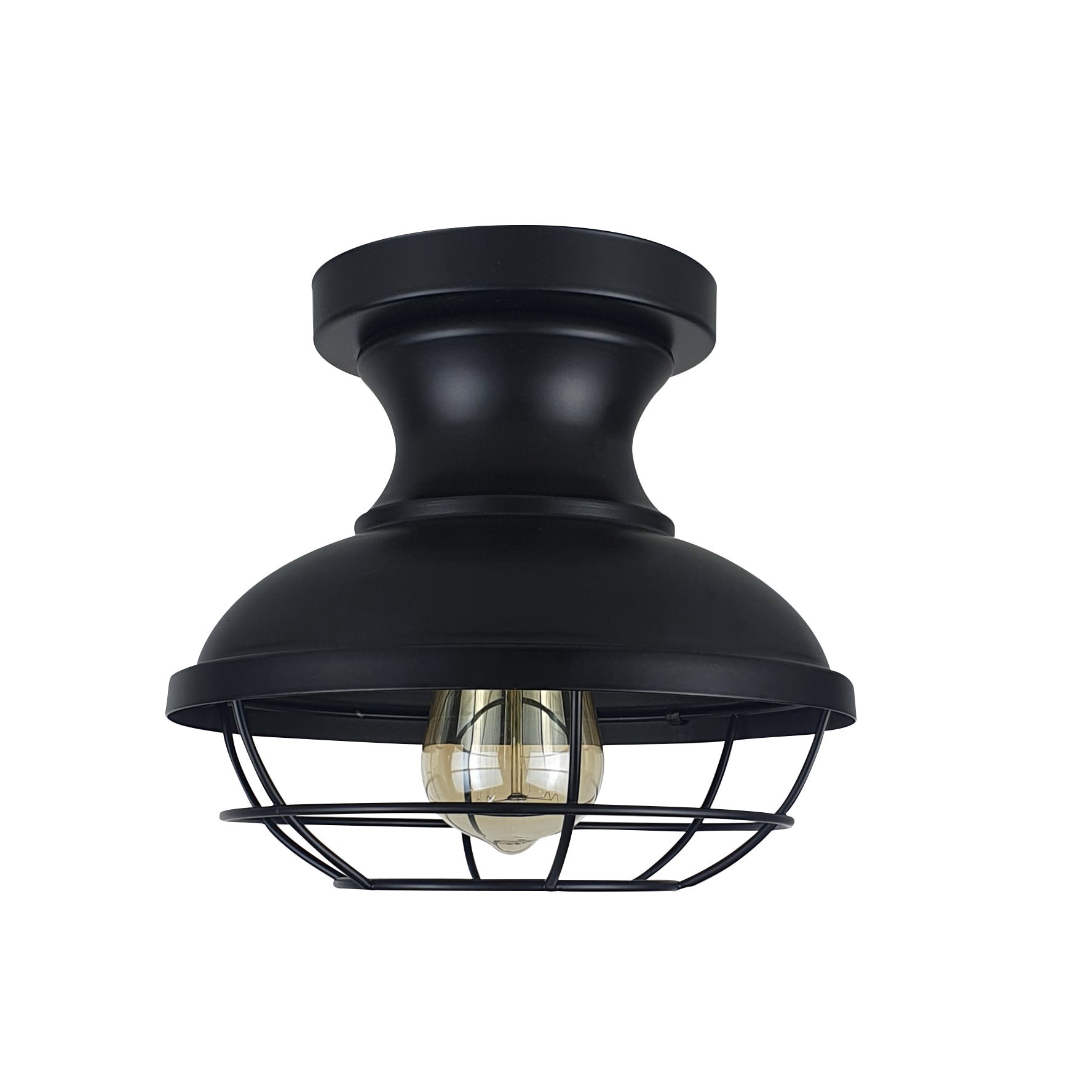 slide 3 of 6, allen + roth Yordan 1 -Light 8.38-in Matte Black Indoor/Outdoor Semi Flush Mount Light, 1 ct