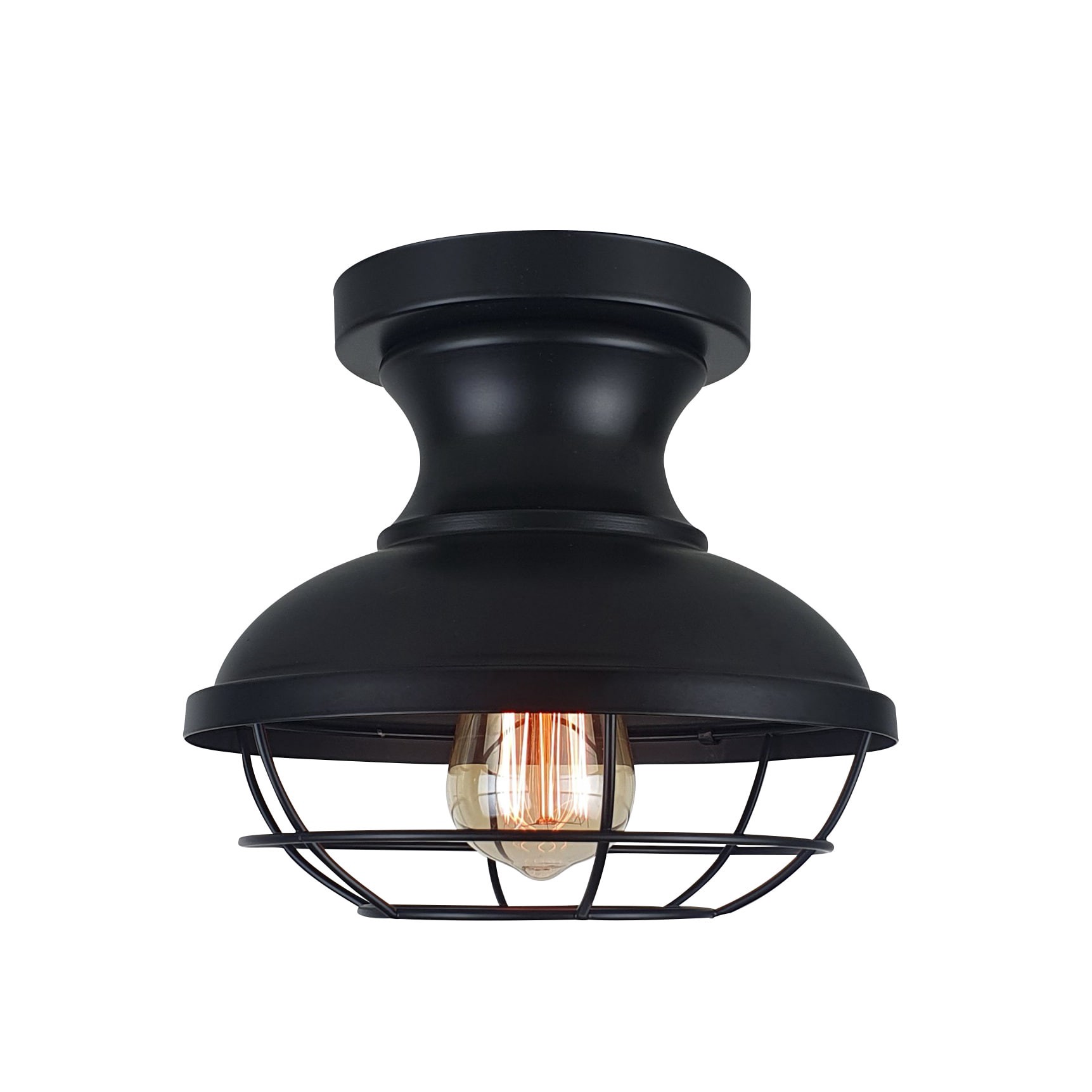 slide 4 of 6, allen + roth Yordan 1 -Light 8.38-in Matte Black Indoor/Outdoor Semi Flush Mount Light, 1 ct