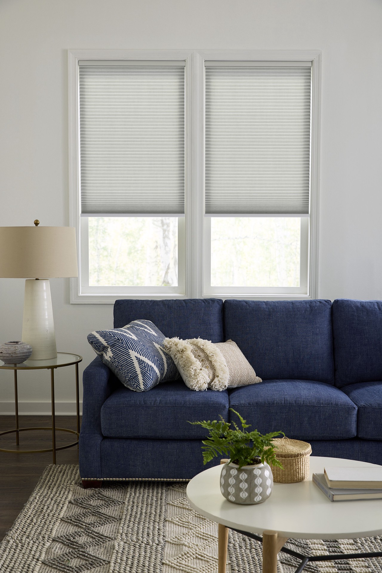 slide 5 of 6, LEVOLOR 36-in x 72-in Graphite Light Filtering Cordless Cellular Shade, 1 ct