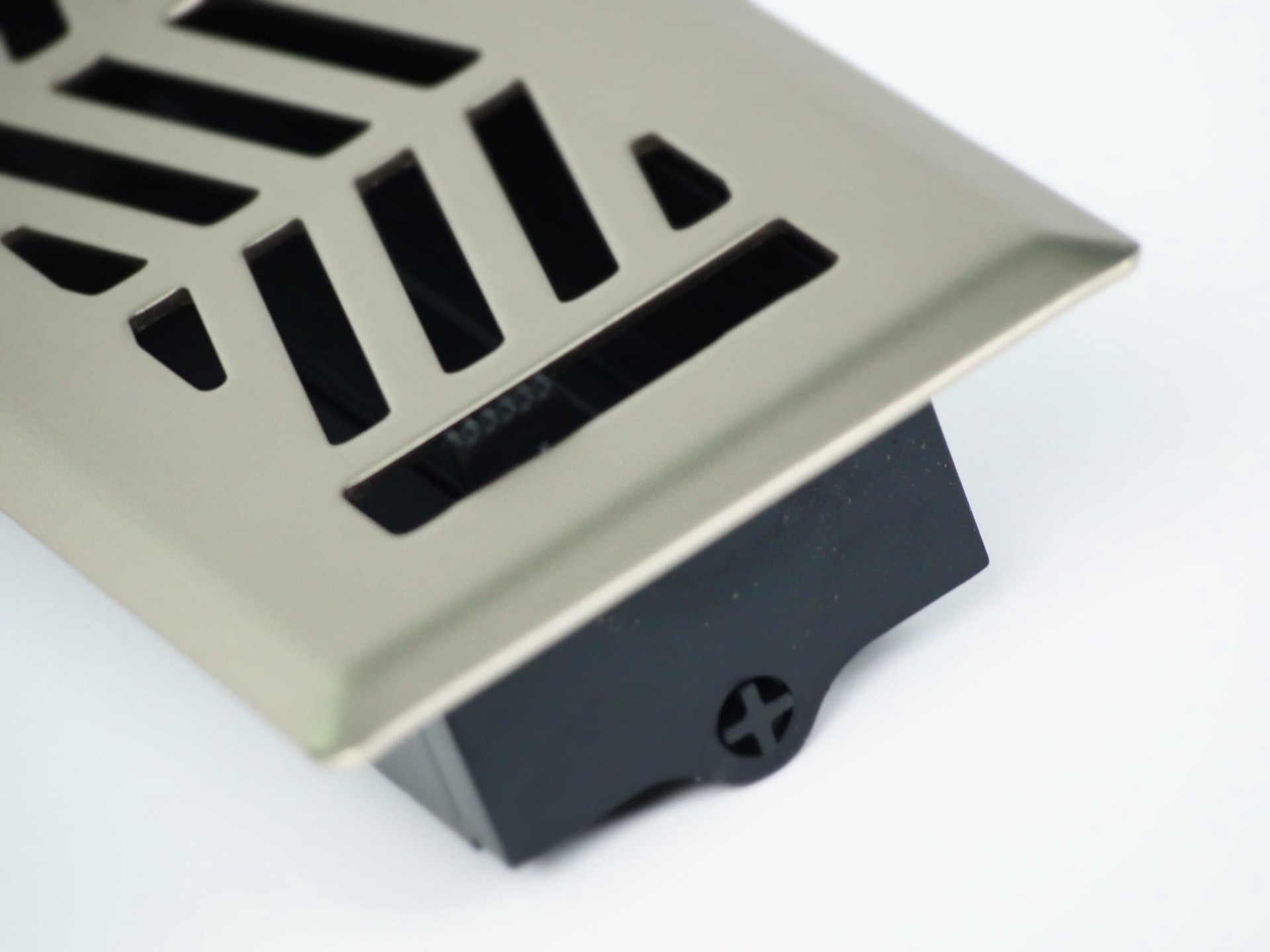 slide 5 of 6, allen + roth 2-in x 12-in Maximum airflow Steel Satin Nickel Clifton Design Floor Register, 1 ct