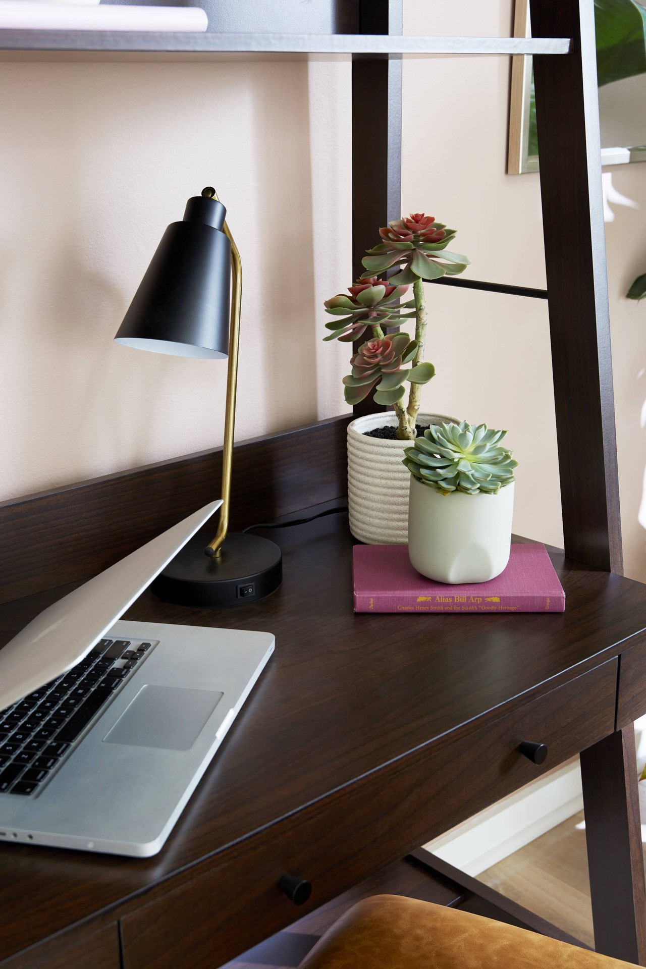 slide 3 of 6, allen + roth 36.5-in Brown Ladder desk Hutch Included, 1 ct