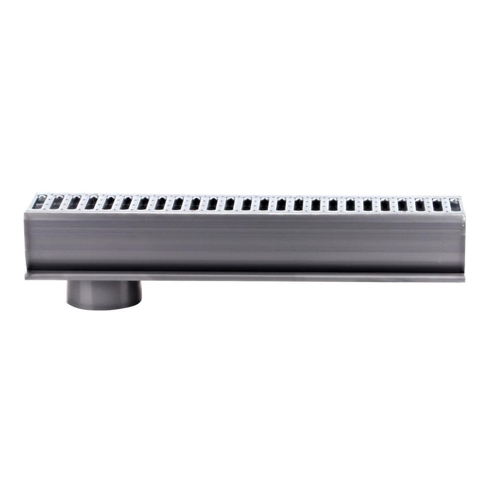 slide 4 of 5, NDS Spee-D Channel Drain Bottom Outlet Assembly, 4-3/4 in. wide X 2 ft. long with Channel & Prefastened Galvanized Steel Grate, 1 ct