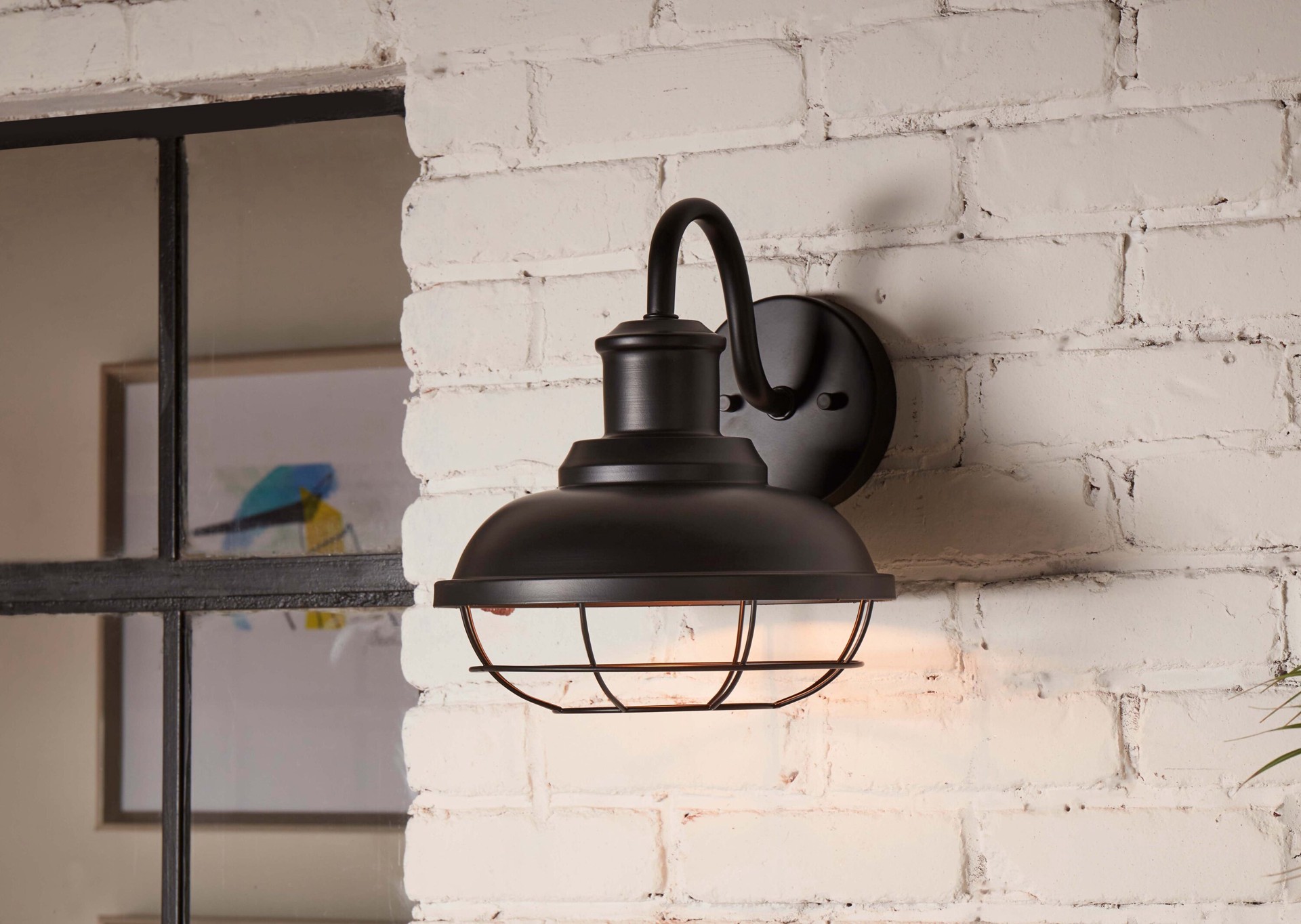 slide 1 of 6, allen + roth Yordan 1 -Light 11.42-in H Matte Black Hardwired Dark Sky Outdoor Wall Light, 1 ct