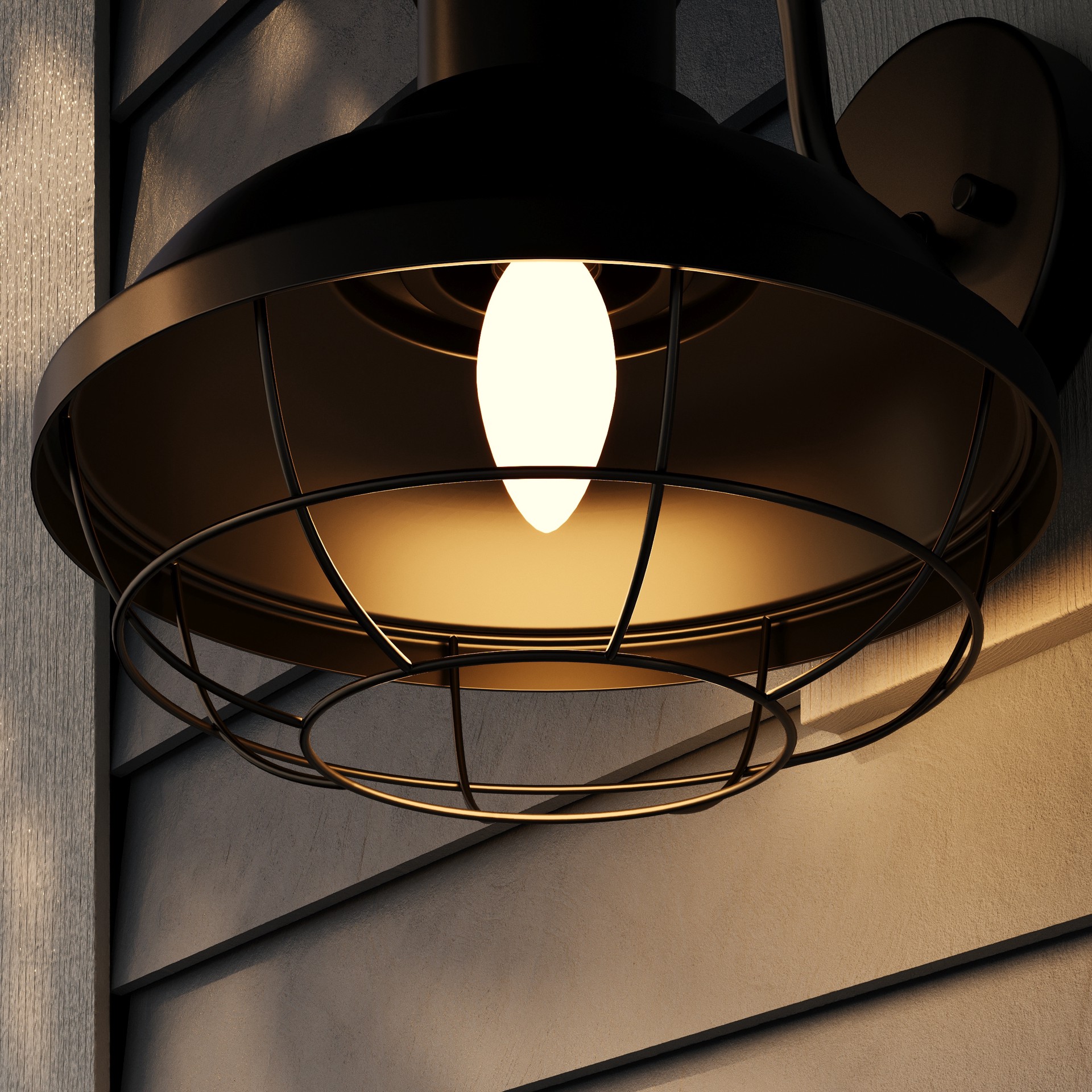 slide 3 of 6, allen + roth Yordan 1 -Light 11.42-in H Matte Black Hardwired Dark Sky Outdoor Wall Light, 1 ct