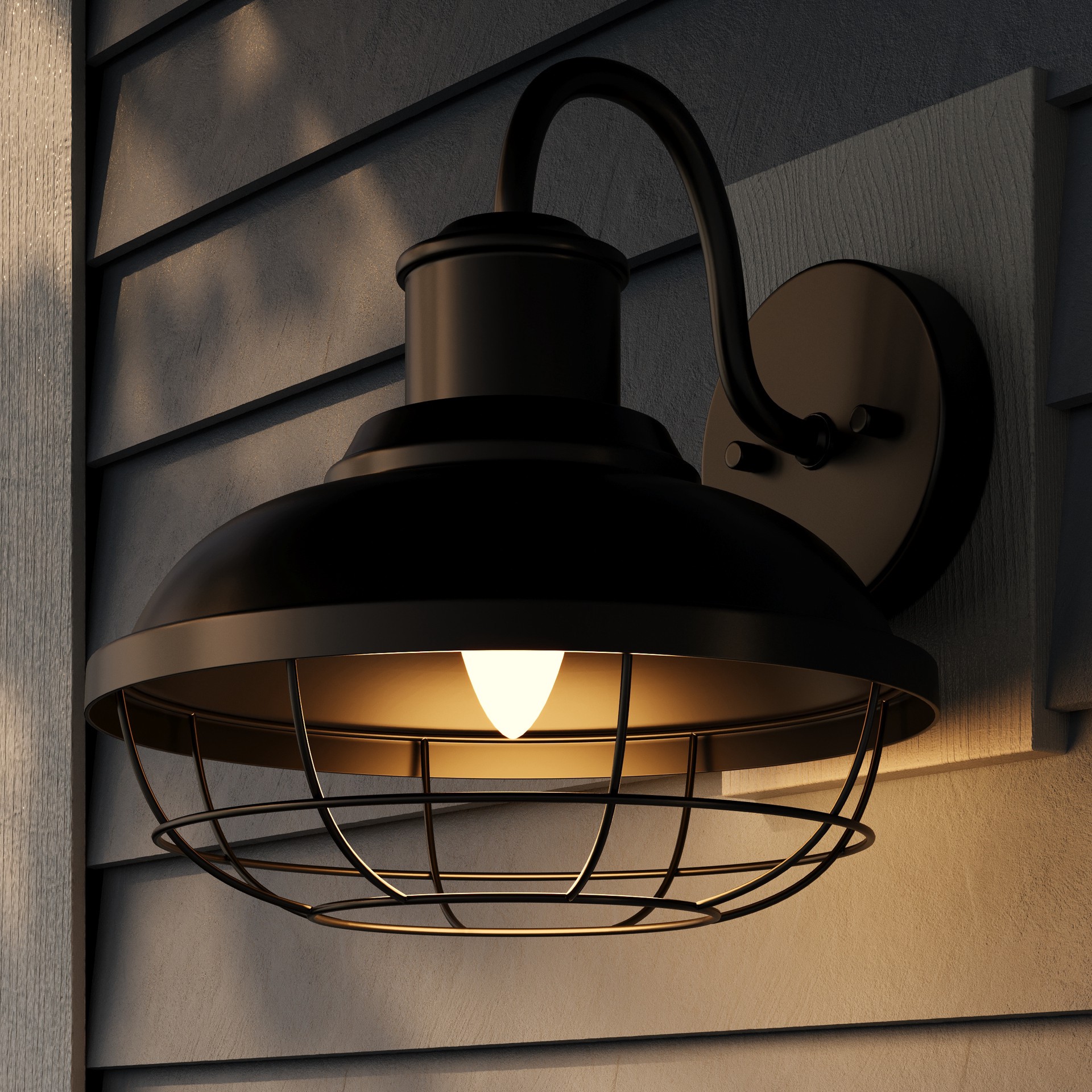 slide 5 of 6, allen + roth Yordan 1 -Light 11.42-in H Matte Black Hardwired Dark Sky Outdoor Wall Light, 1 ct
