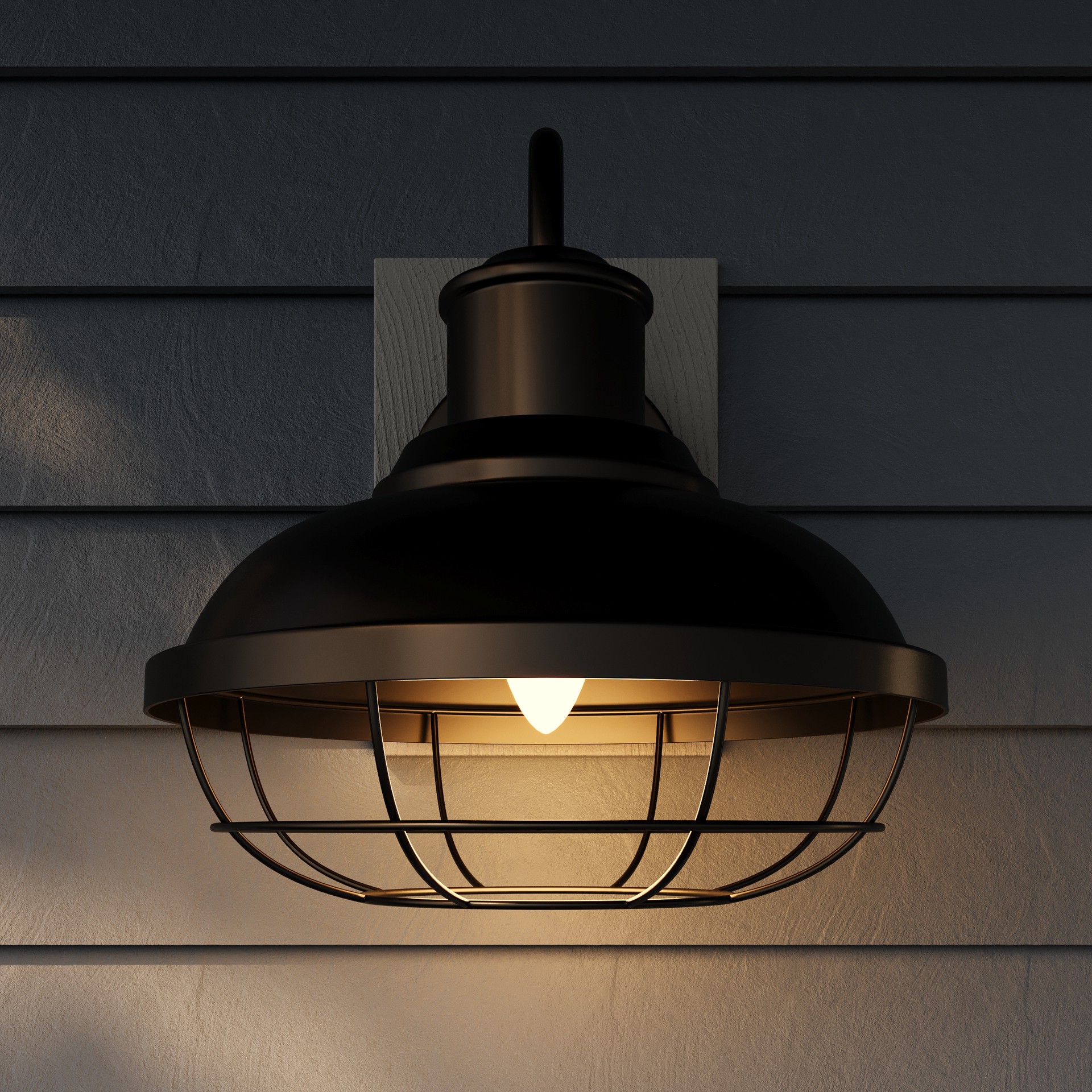 slide 6 of 6, allen + roth Yordan 1 -Light 11.42-in H Matte Black Hardwired Dark Sky Outdoor Wall Light, 1 ct