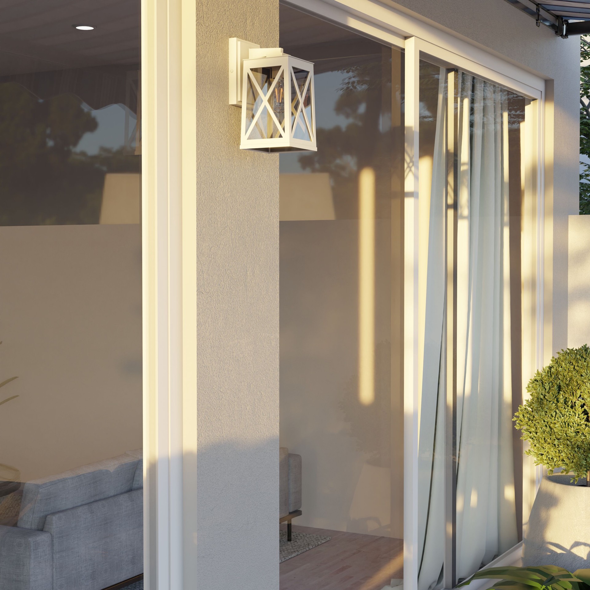 slide 4 of 6, allen + roth St. Joseph 1 -Light 13-in H Matte White Hardwired Outdoor Wall Light, 1 ct