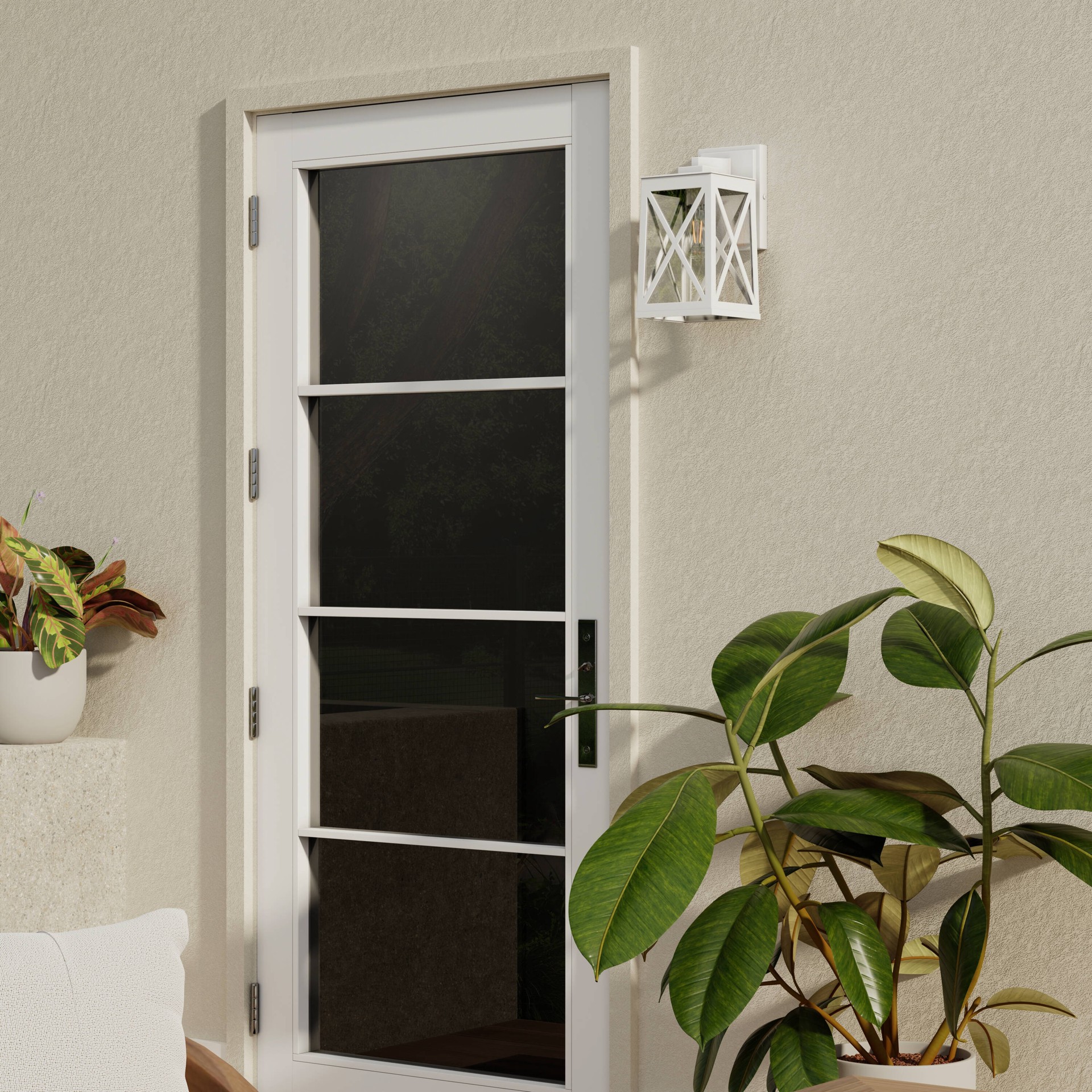 slide 5 of 6, allen + roth St. Joseph 1 -Light 13-in H Matte White Hardwired Outdoor Wall Light, 1 ct