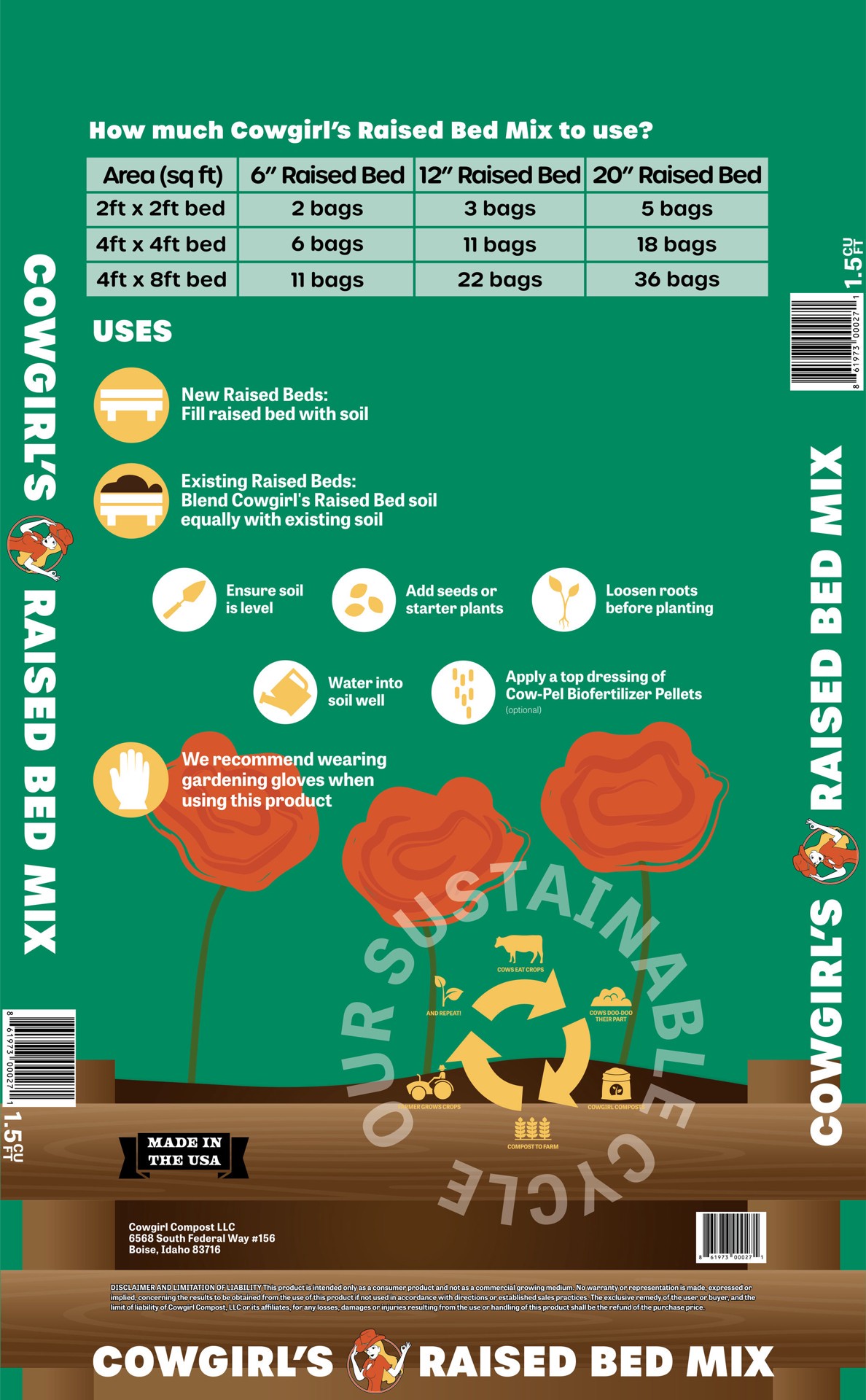slide 2 of 6, Cowgirl Compost Raised Bed Mix 1.5 CF, 1 ct