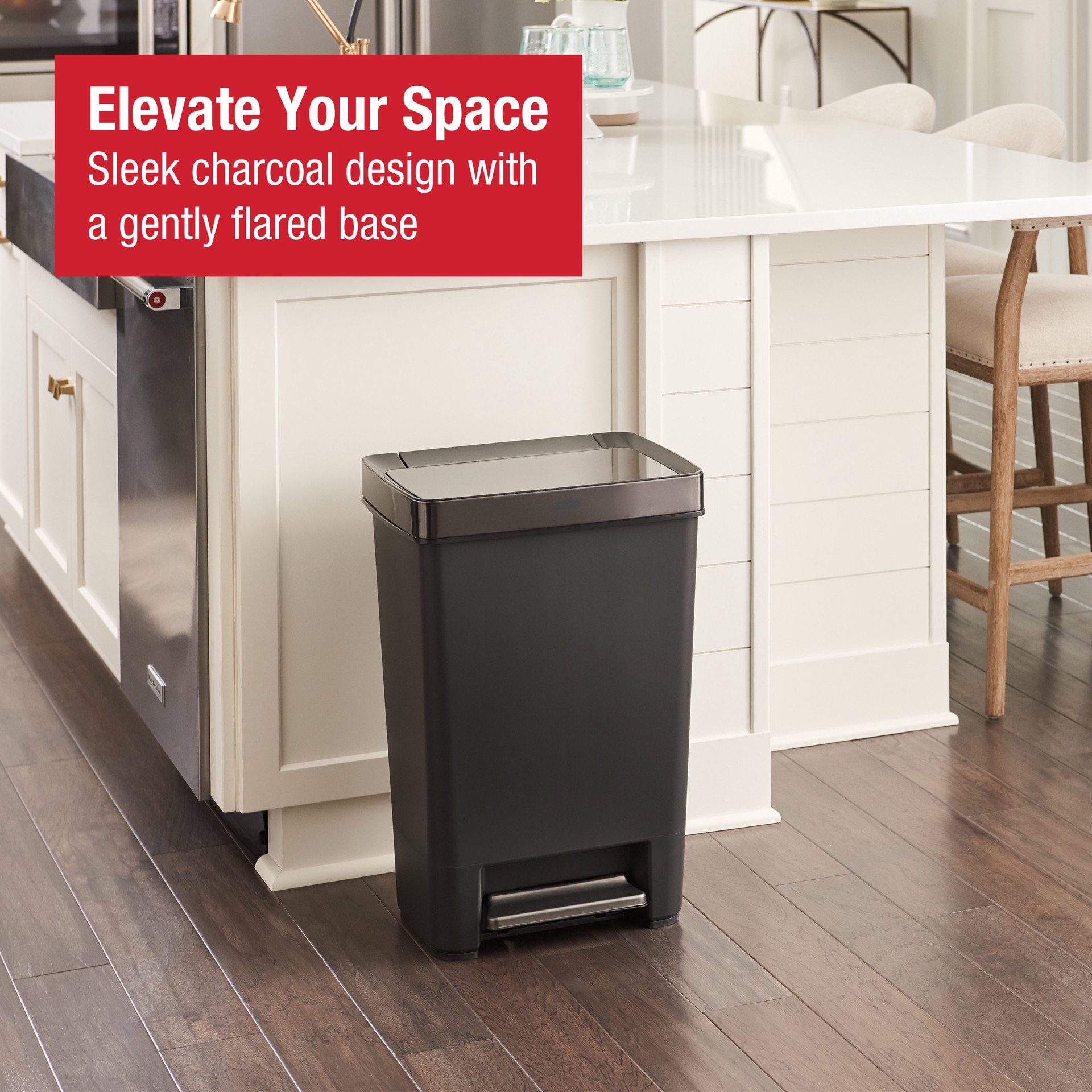 slide 2 of 6, Rubbermaid Premier Series IV 12.4 Gallon Charcoal Resin Indoor Kitchen Step Trash Can, 1 ct