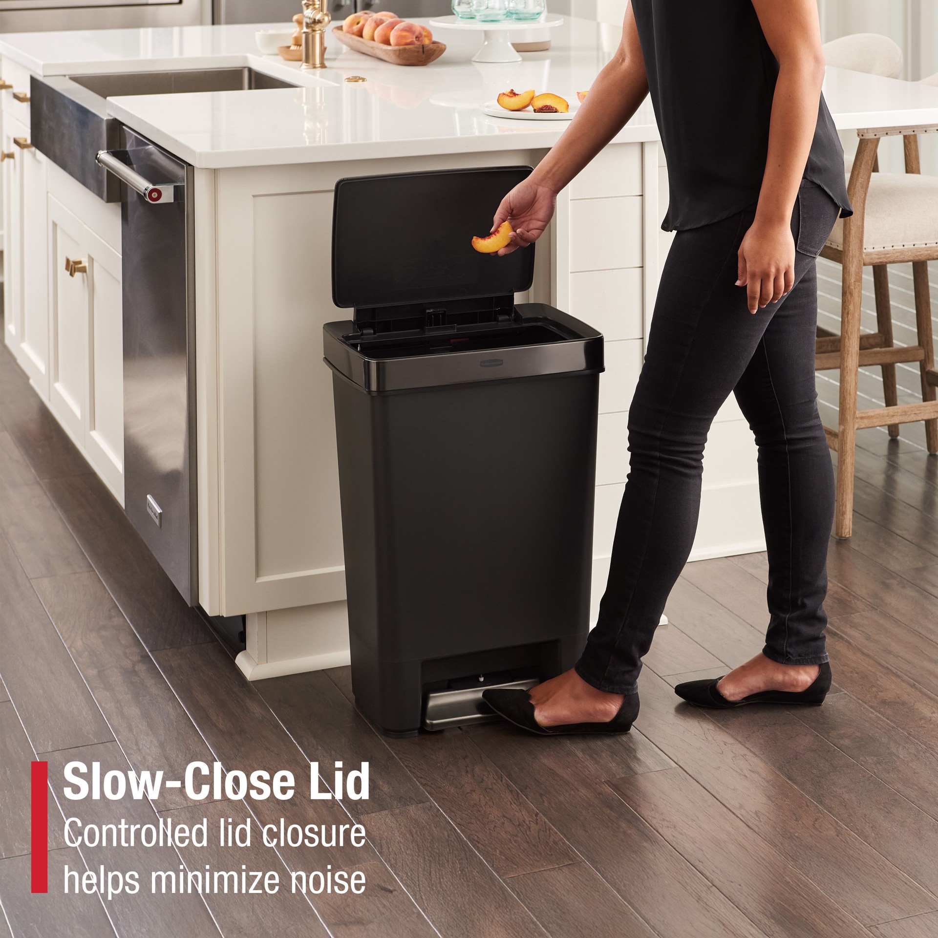 slide 5 of 6, Rubbermaid Premier Series IV 12.4 Gallon Charcoal Resin Indoor Kitchen Step Trash Can, 1 ct