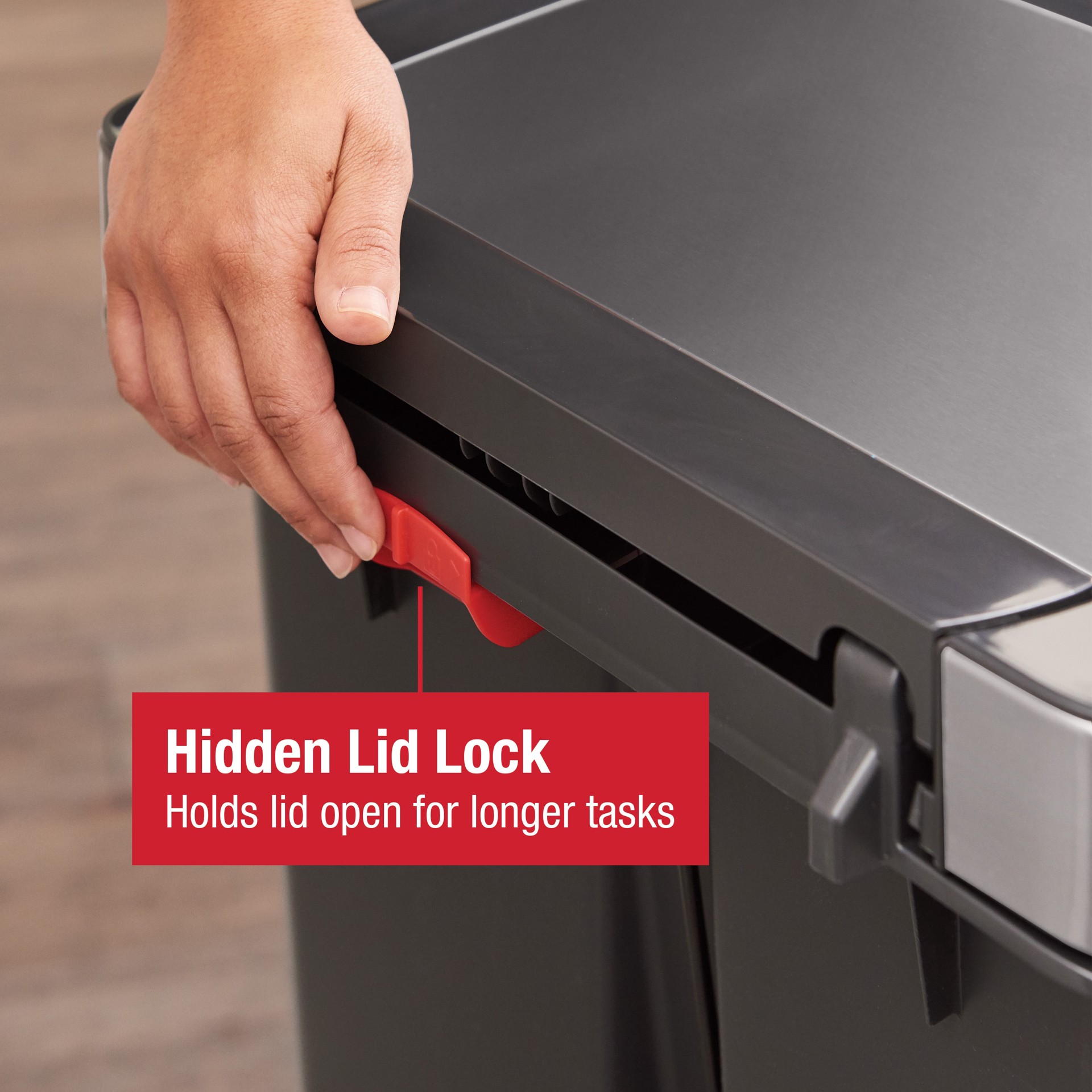 slide 6 of 6, Rubbermaid Premier Series IV 12.4 Gallon Charcoal Resin Indoor Kitchen Step Trash Can, 1 ct