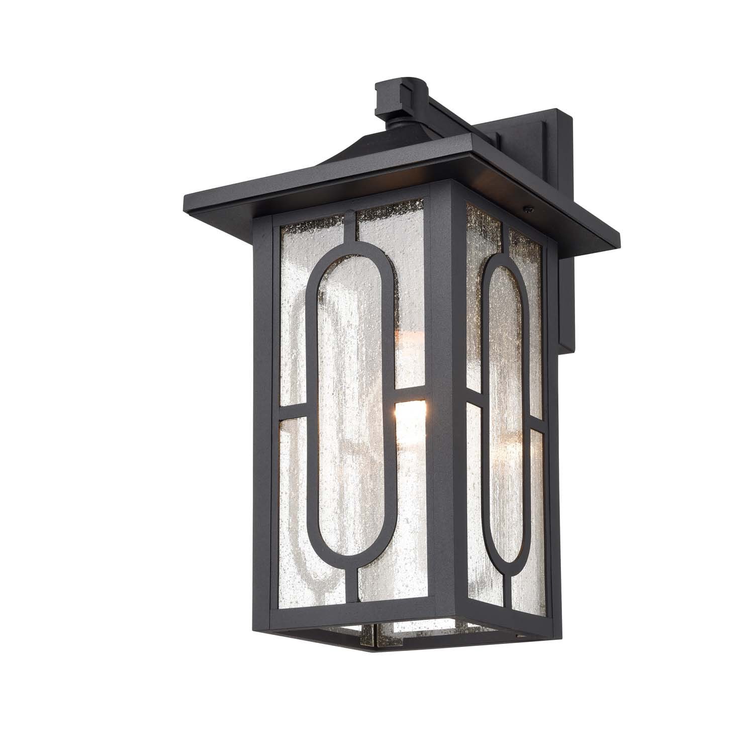 slide 1 of 6, allen + roth Parkdale 1 -Light 14.75-in H Black Hardwired Outdoor Wall Light, 1 ct