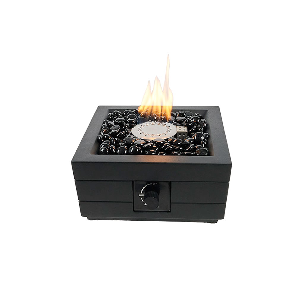 slide 4 of 6, allen + roth 10-in W 10000 Maximum BTUs Steel Square Portable Liquid propane Fire pit, 1 ct